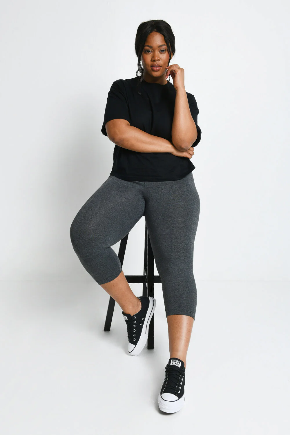 Curve Everyday Cropped Leggings - Dark Grey Marl - Image 5