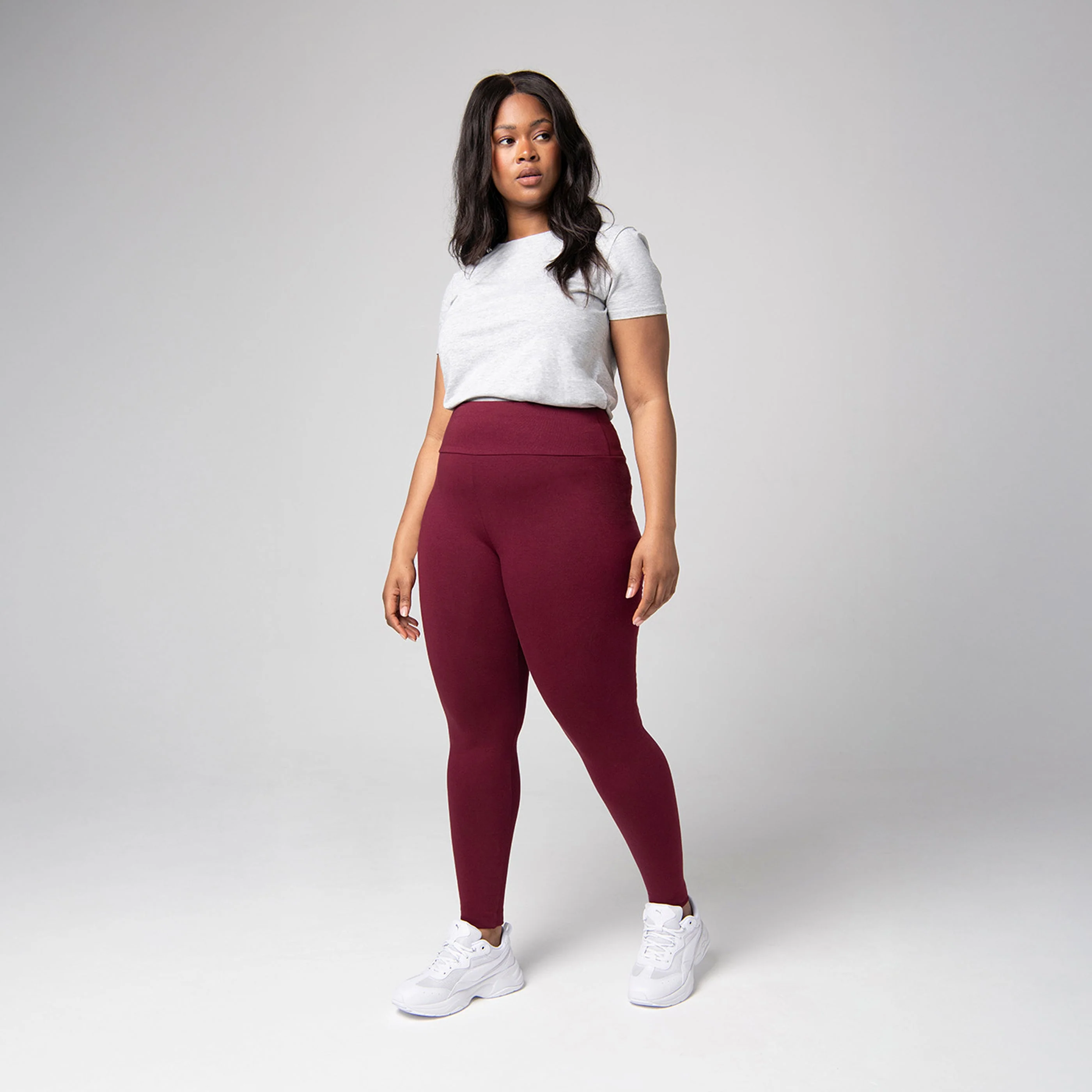 Curve Everyday High Waisted Leggings - Burgundy - Image 2