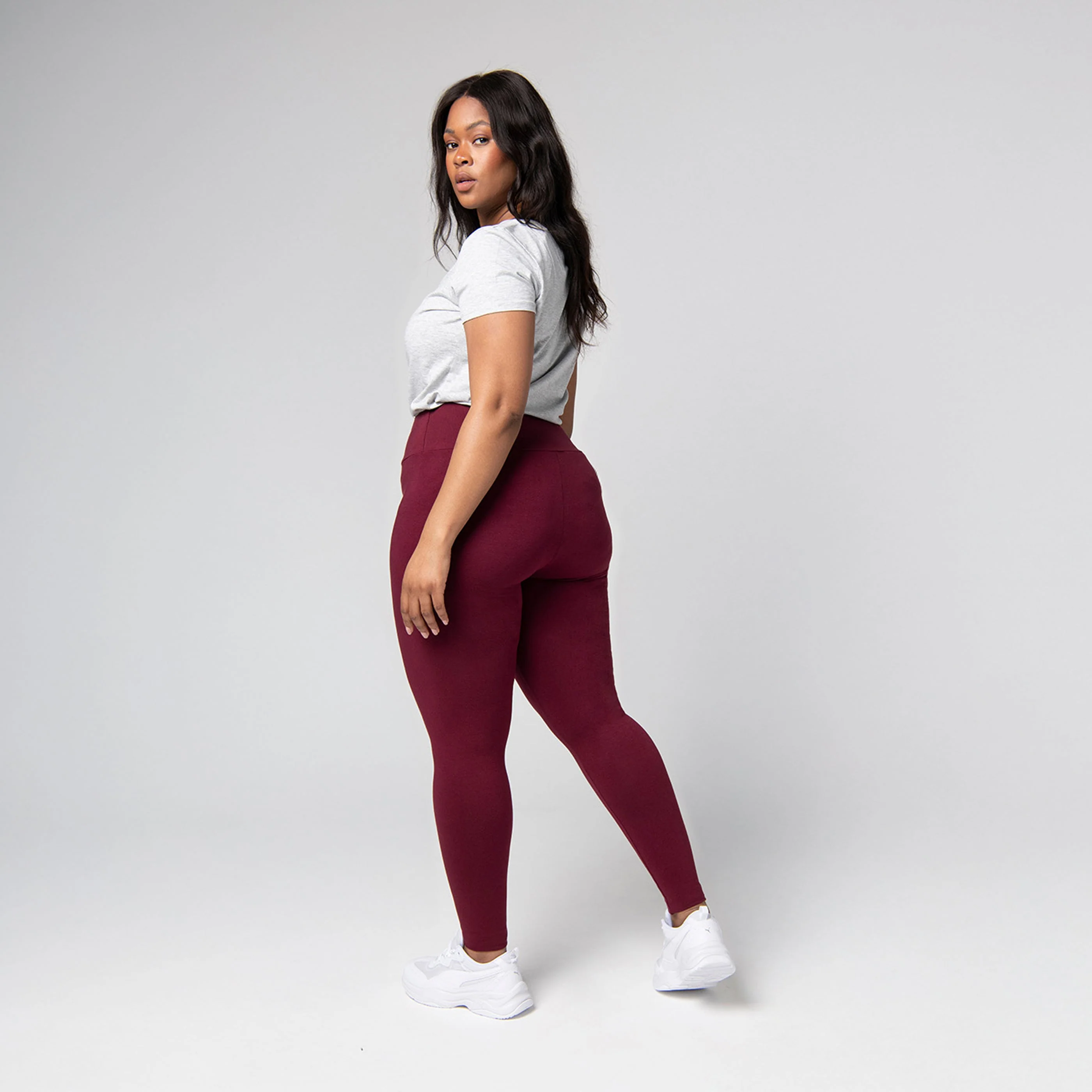 Curve Everyday High Waisted Leggings - Burgundy - Image 3