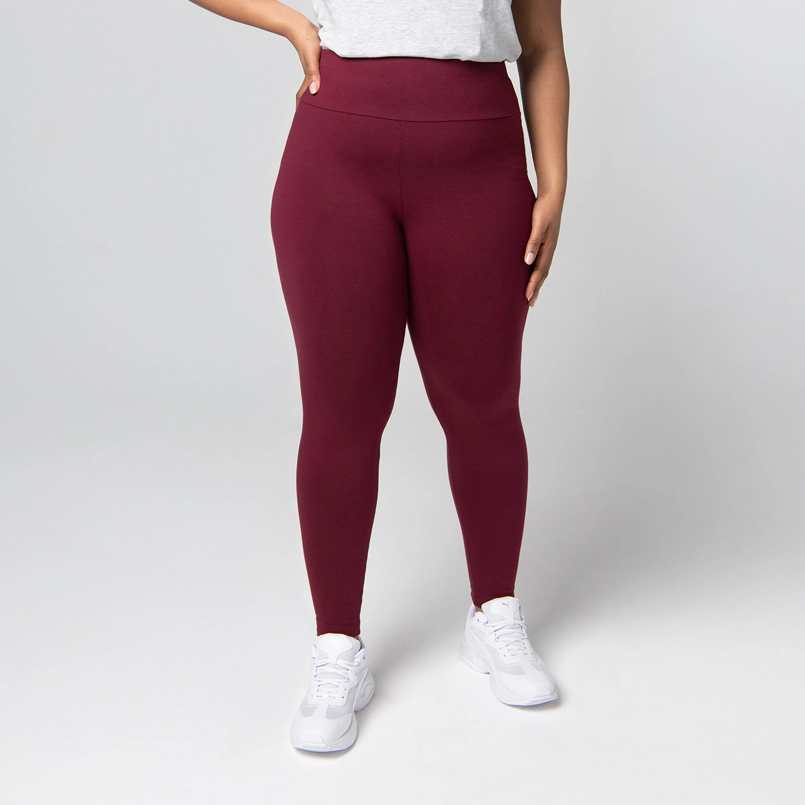 Curve Everyday High Waisted Leggings - Burgundy - Image 5