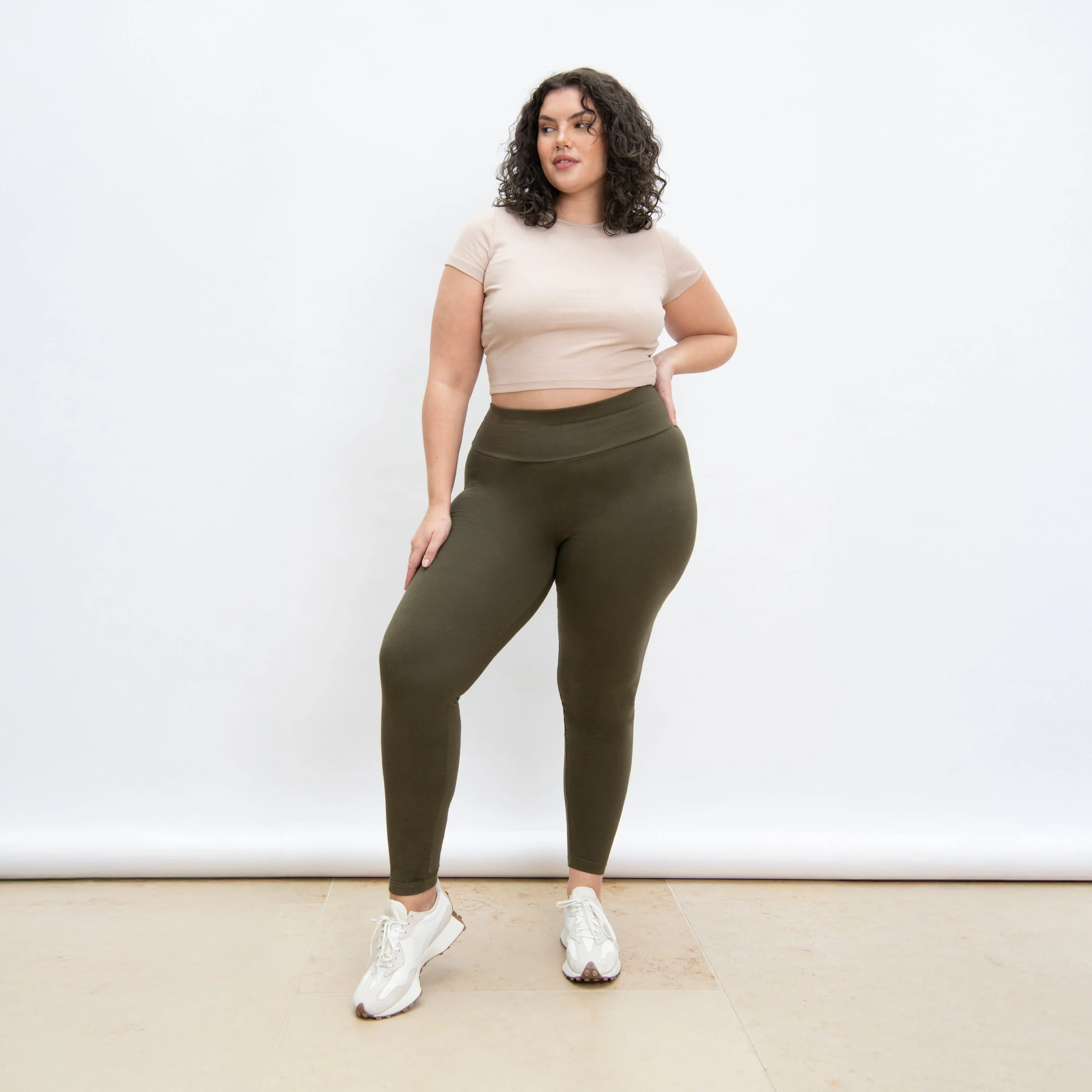 Curve Everyday High Waisted Leggings - Khaki Green