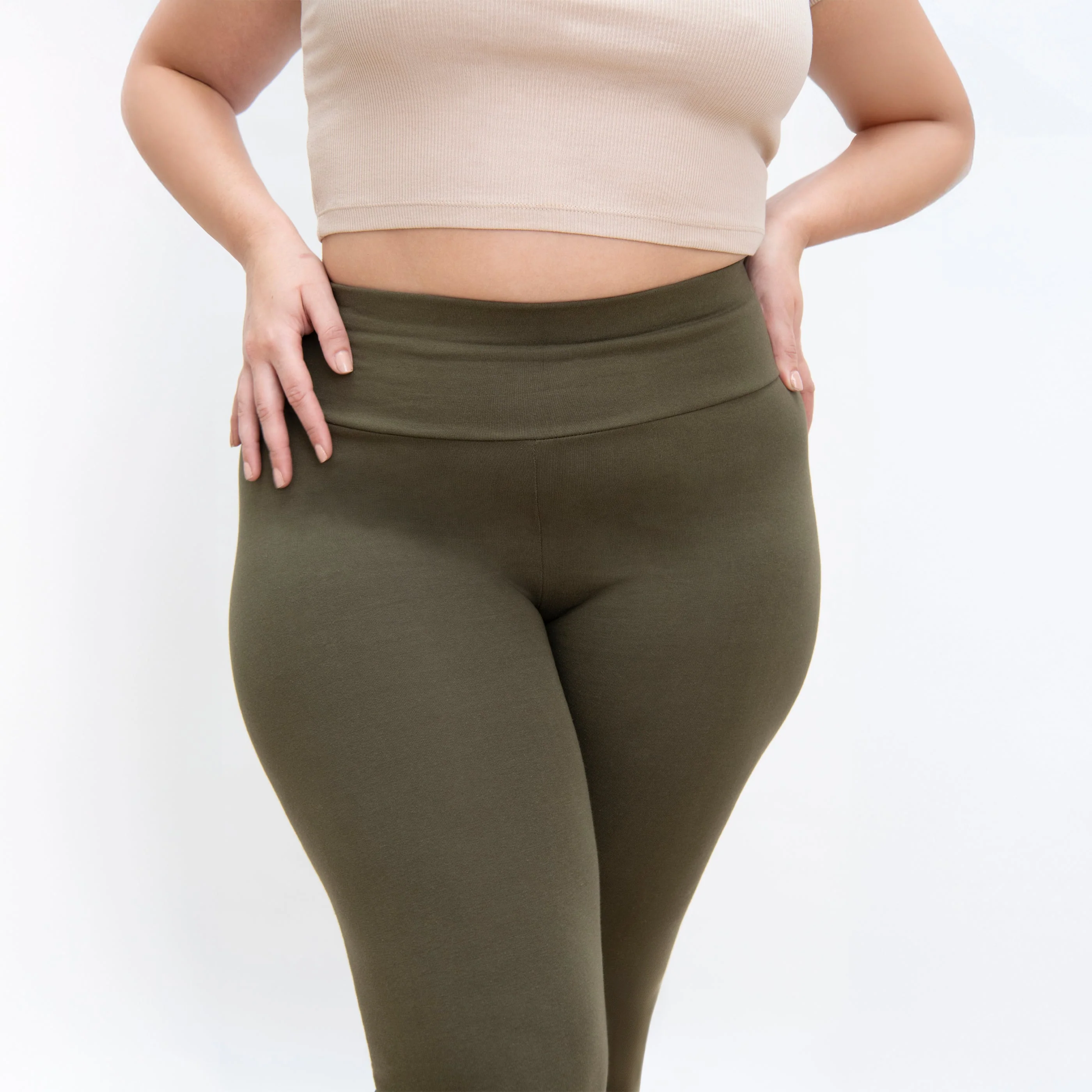 Curve Everyday High Waisted Leggings - Khaki Green - Image 6