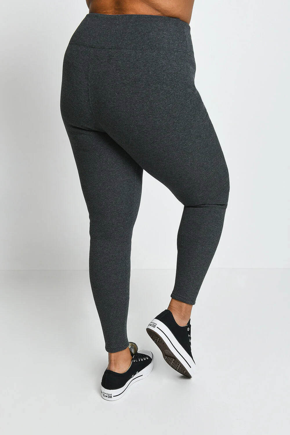 Curve Extreme Fleece Lined Leggings - Dark Grey Marl - Image 3