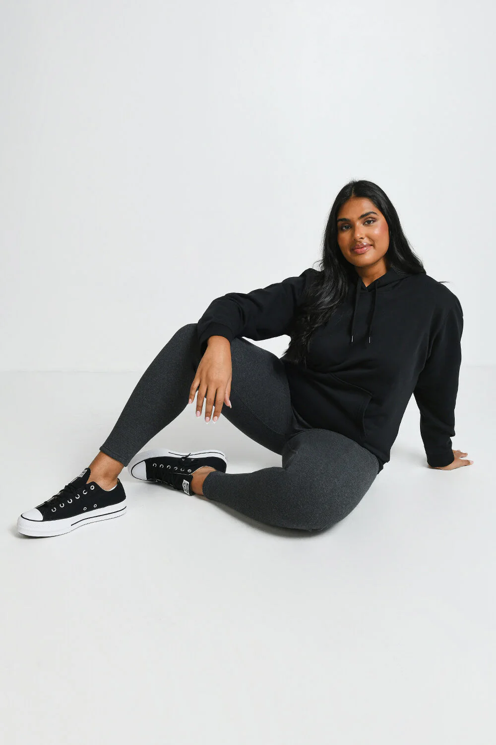 Curve Extreme Fleece Lined Leggings - Dark Grey Marl - Image 5