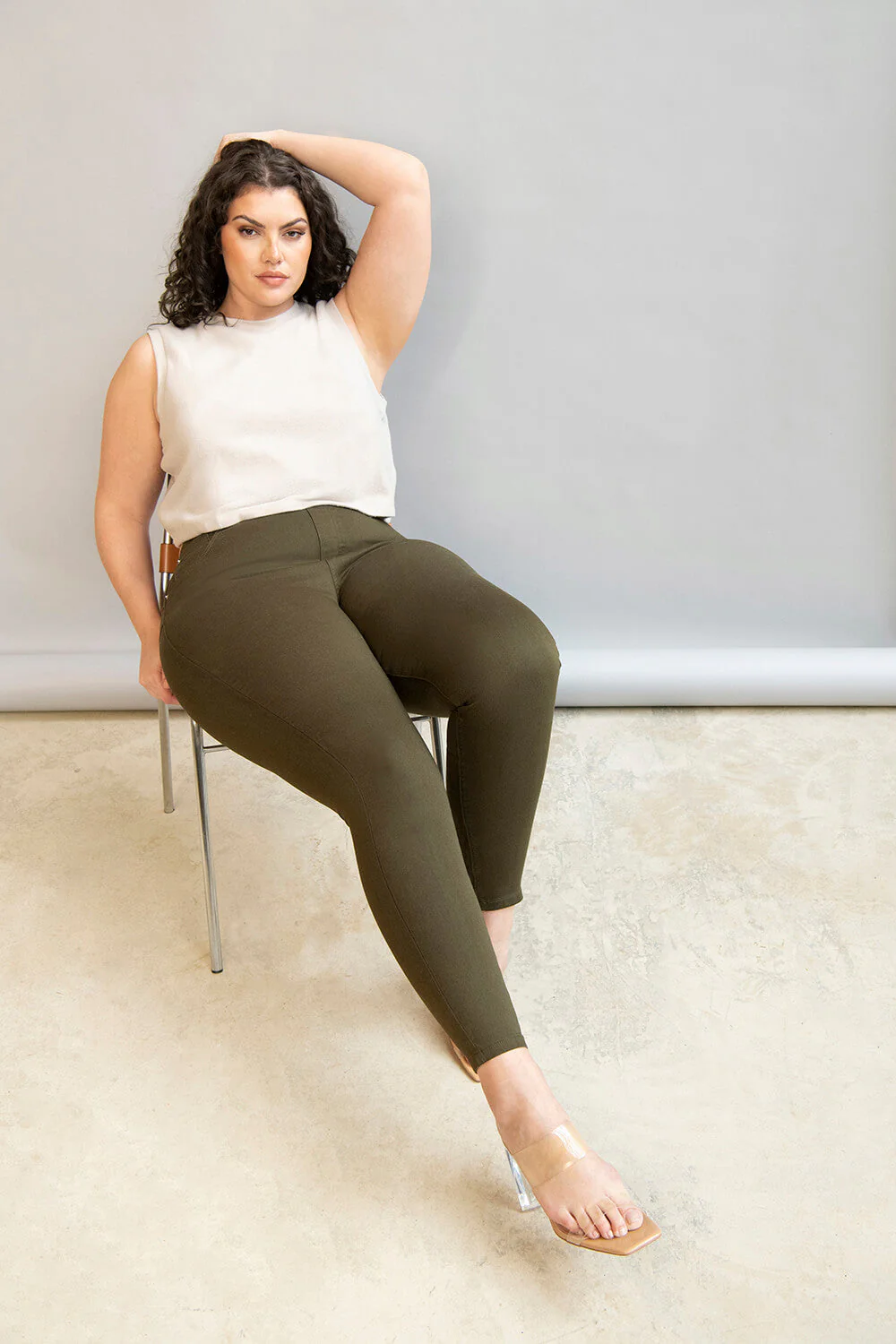 Curve Ultimate Jeggings - Khaki Green
