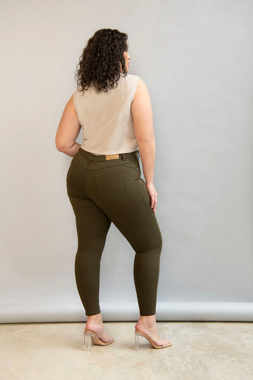Curve Ultimate Jeggings - Khaki Green - Image 3