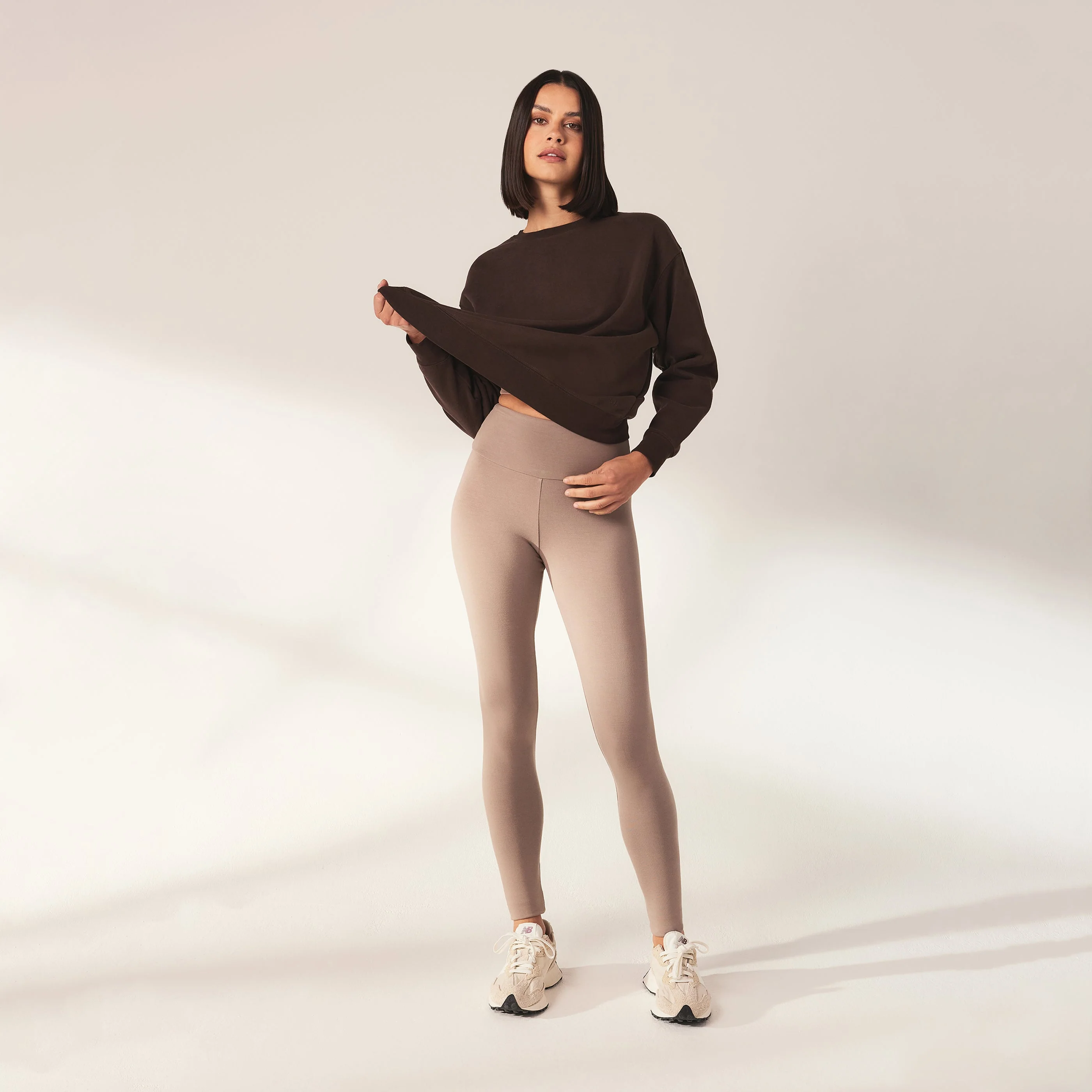 Curve Lightweight Everyday High Waisted Leggings - Stone