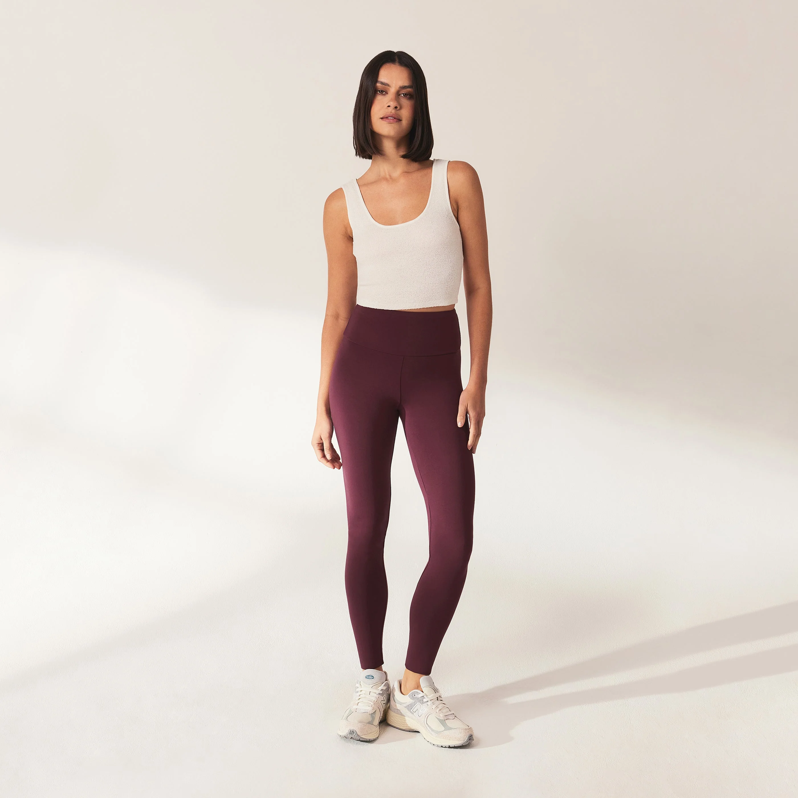 Curve Lightweight Everyday High Waisted Leggings - Burgundy