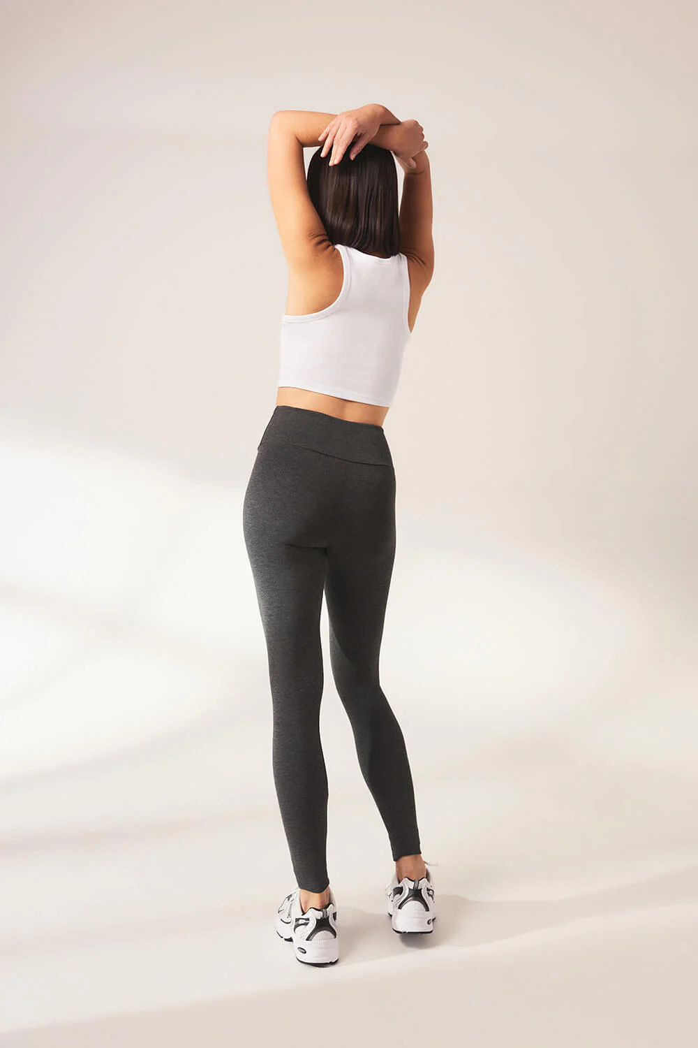 Curve Lightweight Everyday High Waisted Leggings - Dark Grey Marl - Image 2