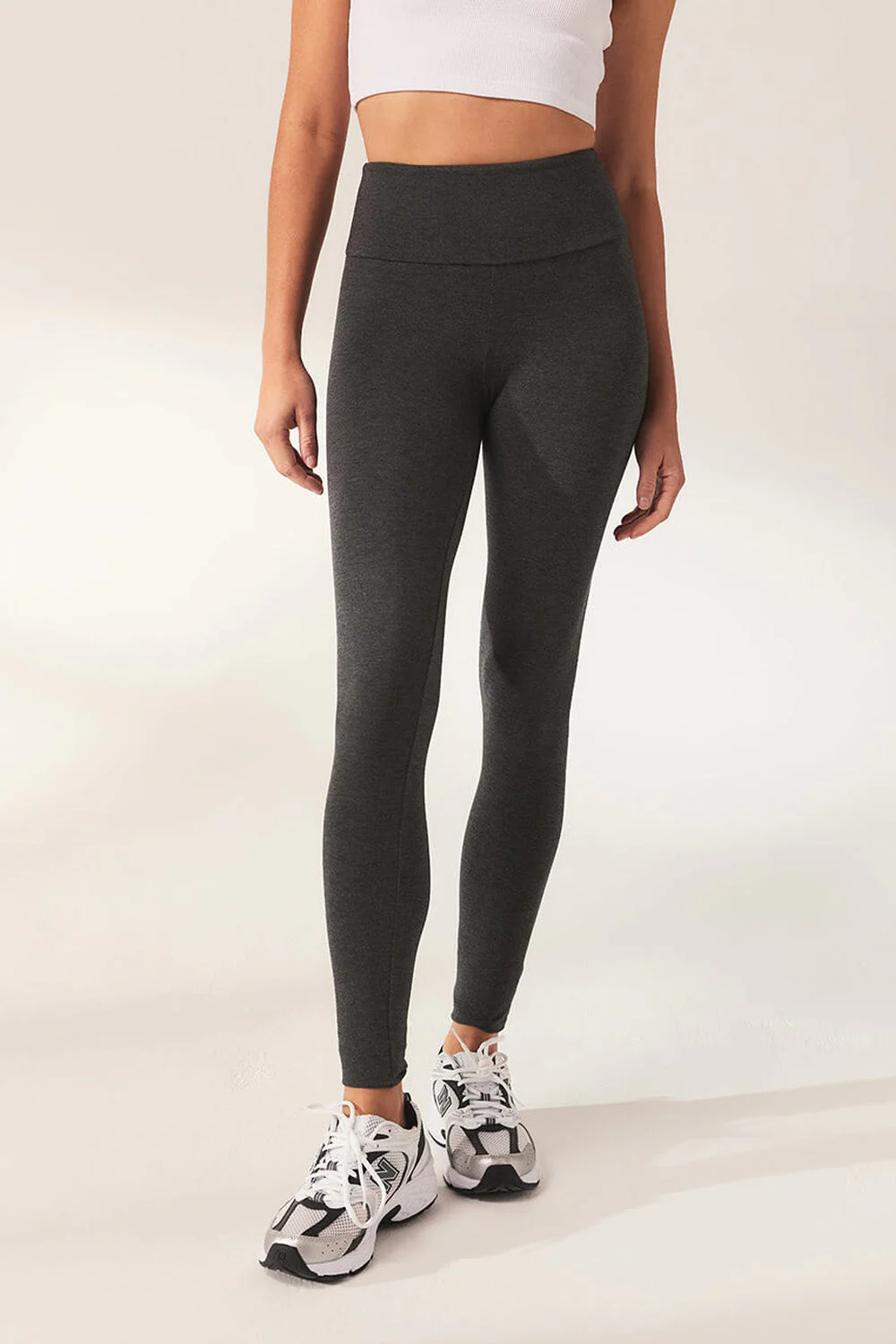 Curve Lightweight Everyday High Waisted Leggings - Dark Grey Marl - Image 4