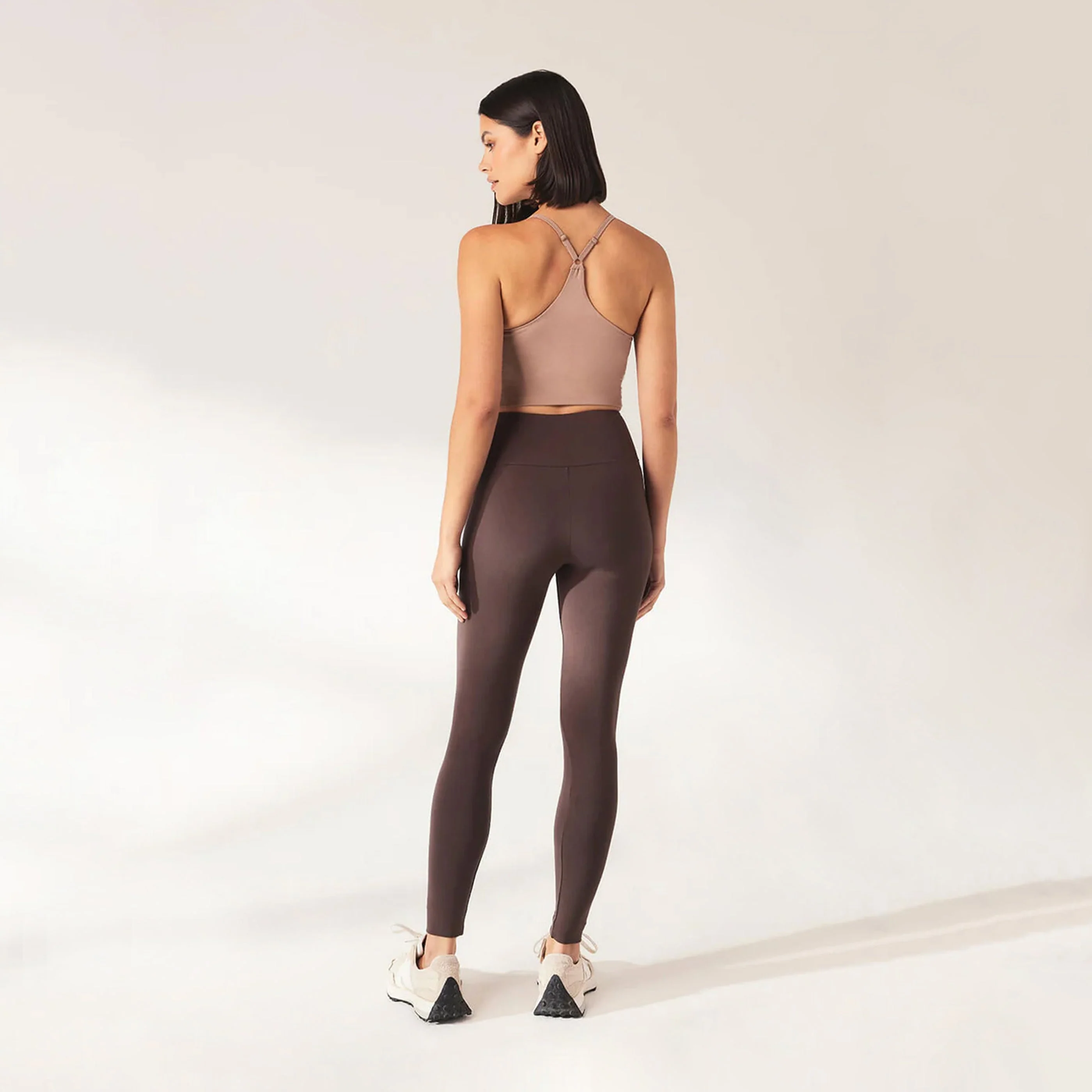 Curve Lightweight Everyday High Waisted Leggings - Espresso Brown - Image 3