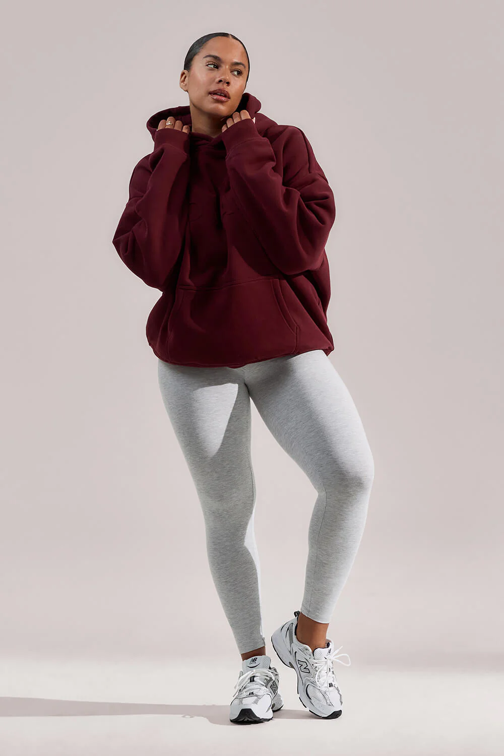 Curve Lightweight Everyday High Waisted Leggings - Light Grey Marl - Image 2