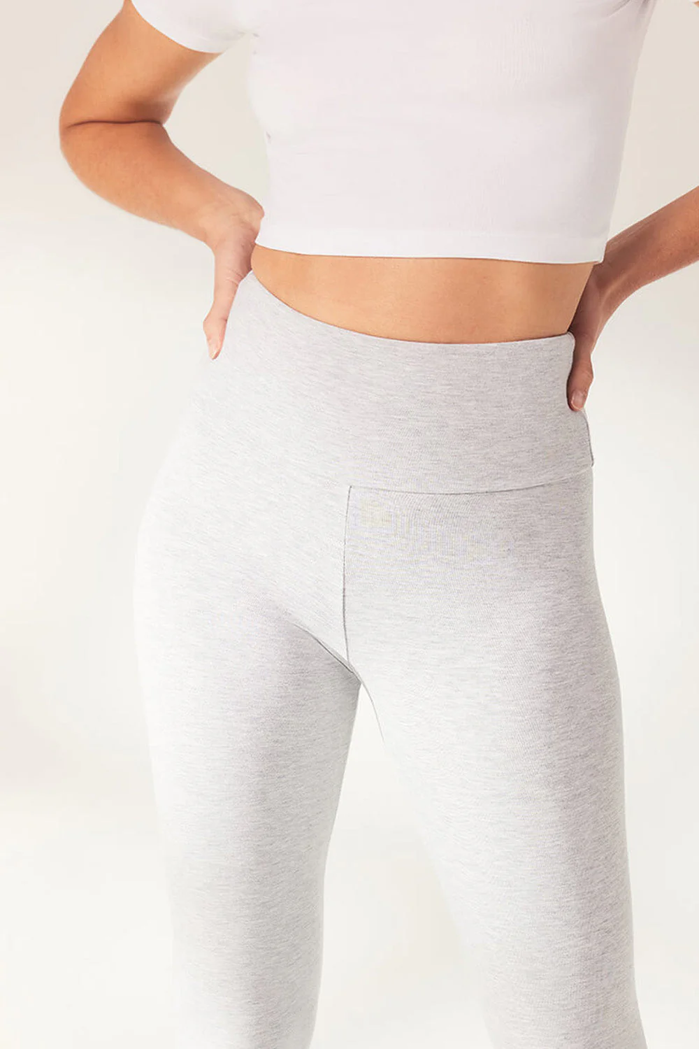 Curve Lightweight Everyday High Waisted Leggings - Light Grey Marl - Image 5