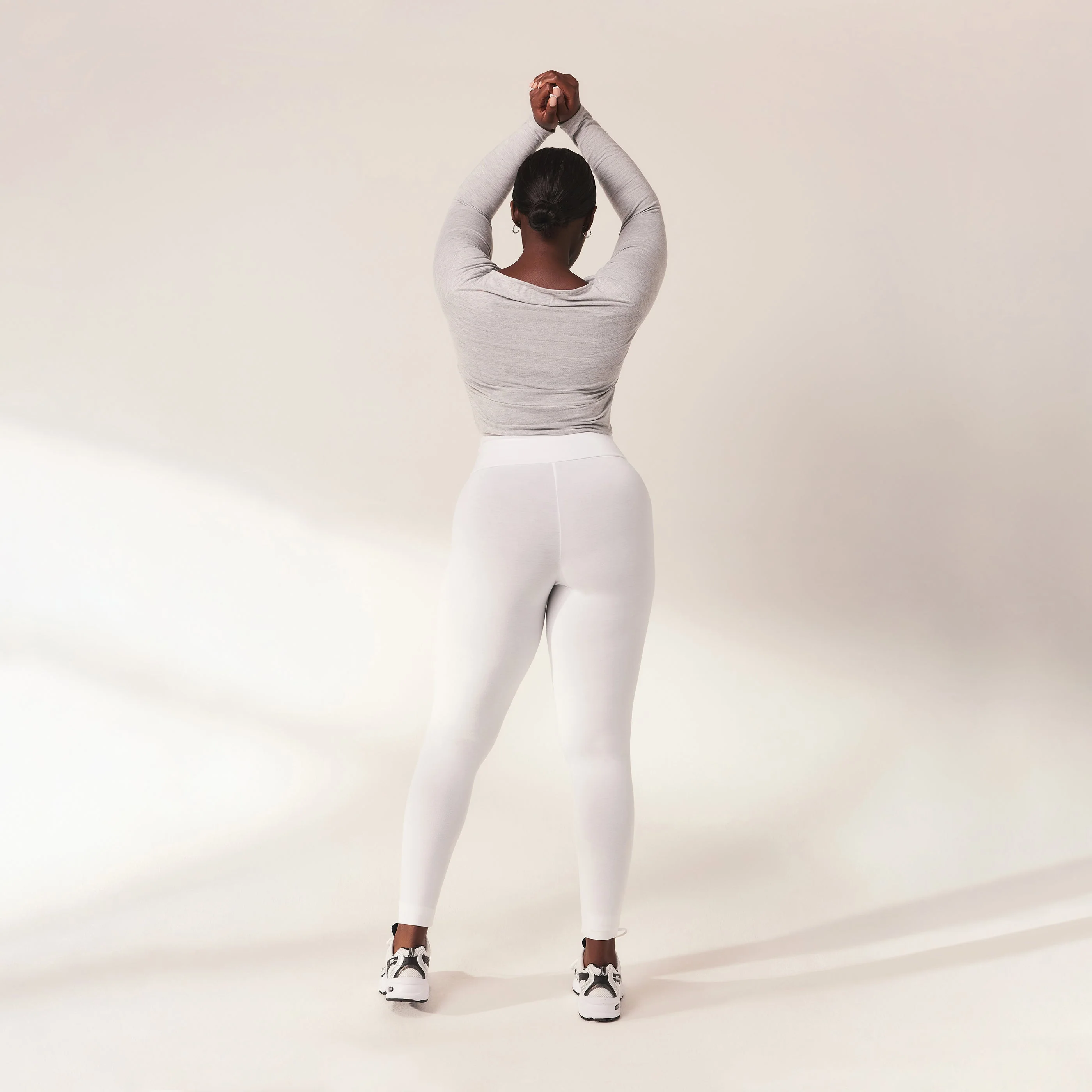 Curve Lightweight Everyday High Waisted Leggings - White - Image 2