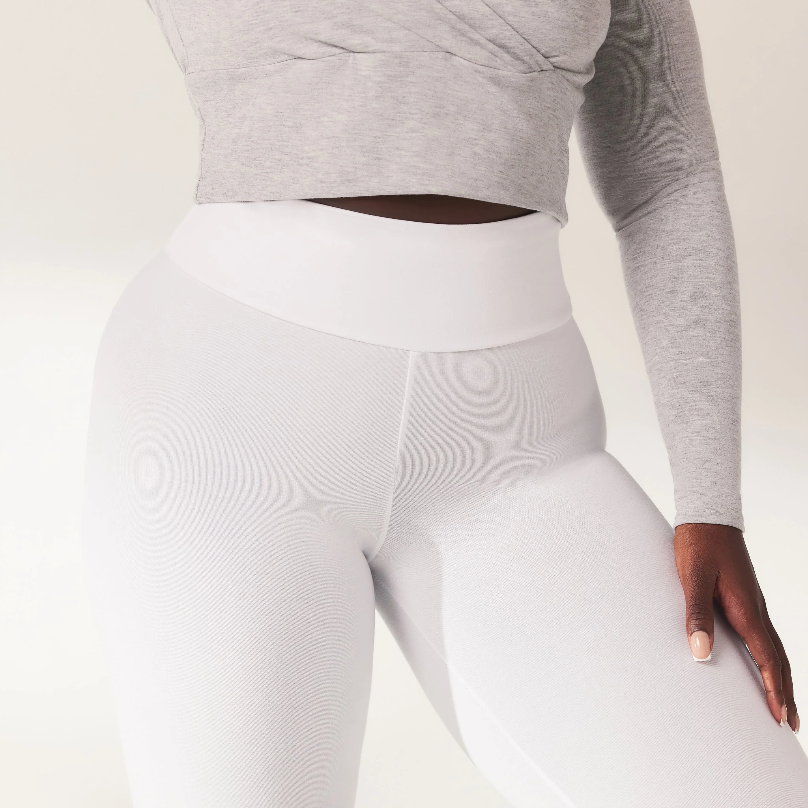 Curve Lightweight Everyday High Waisted Leggings - White - Image 4