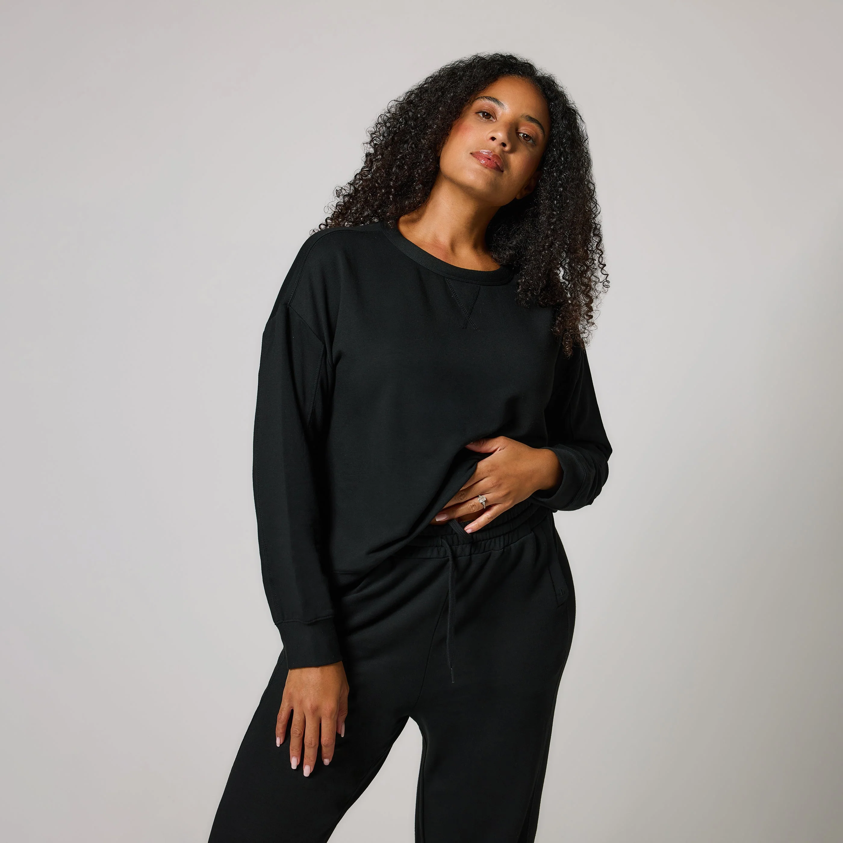 Curve Luxe Lounge Sweatshirt - Black