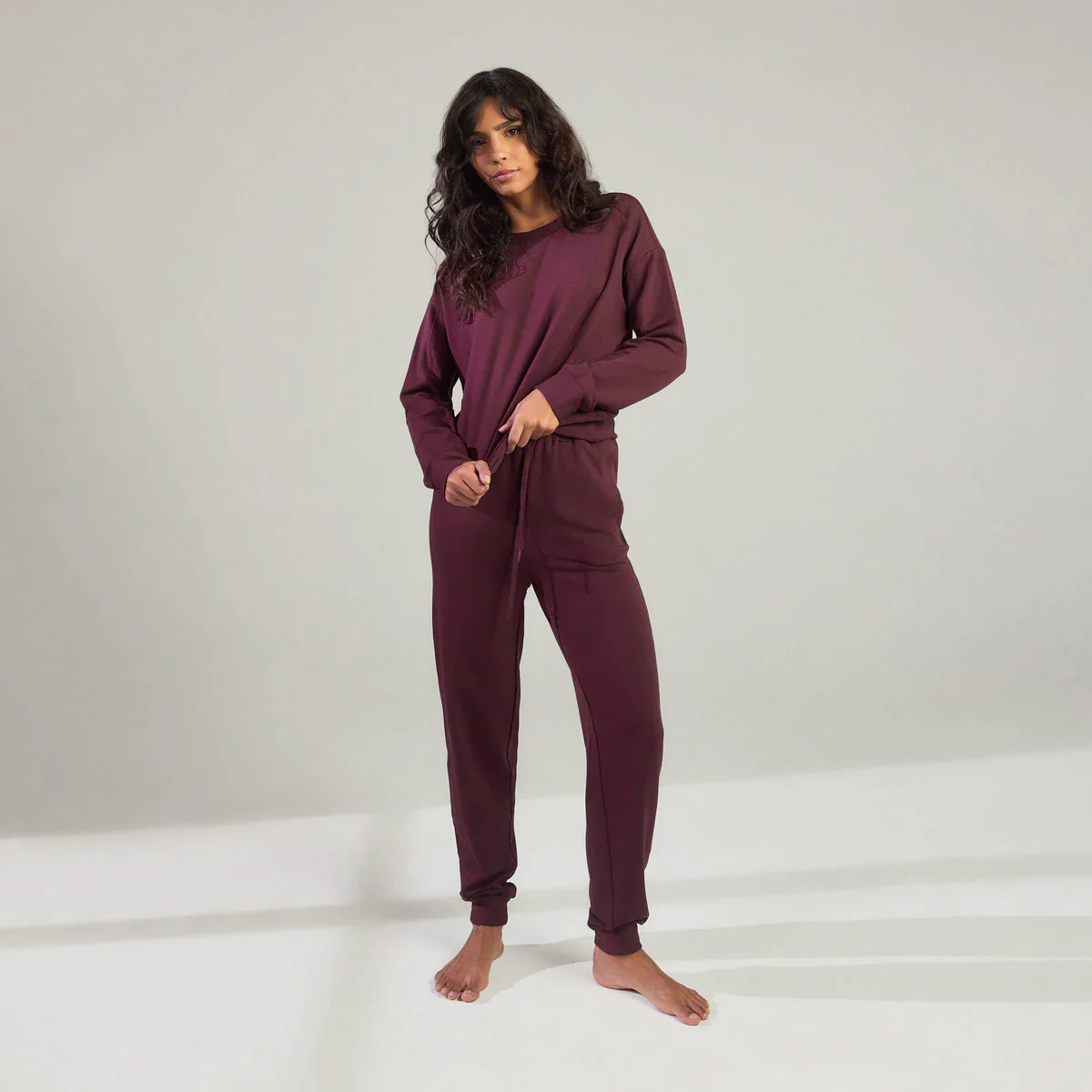 Luxe Lounge Jogger - Dark Cherry - Image 2