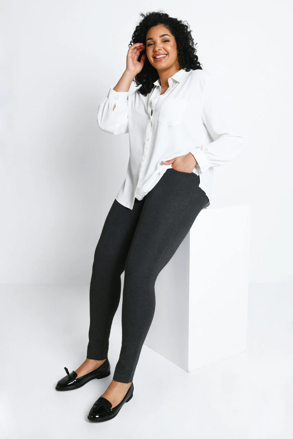 Curve Treggings - Grey Marl - Image 5