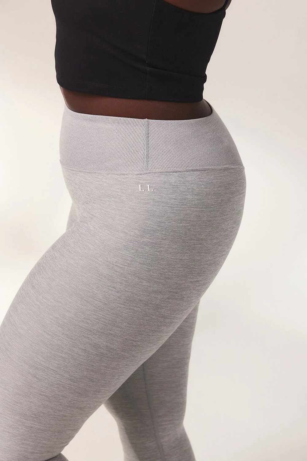 Curve Ultimate Soft-Touch High Waisted Leggings - Light Grey Marl - Image 5