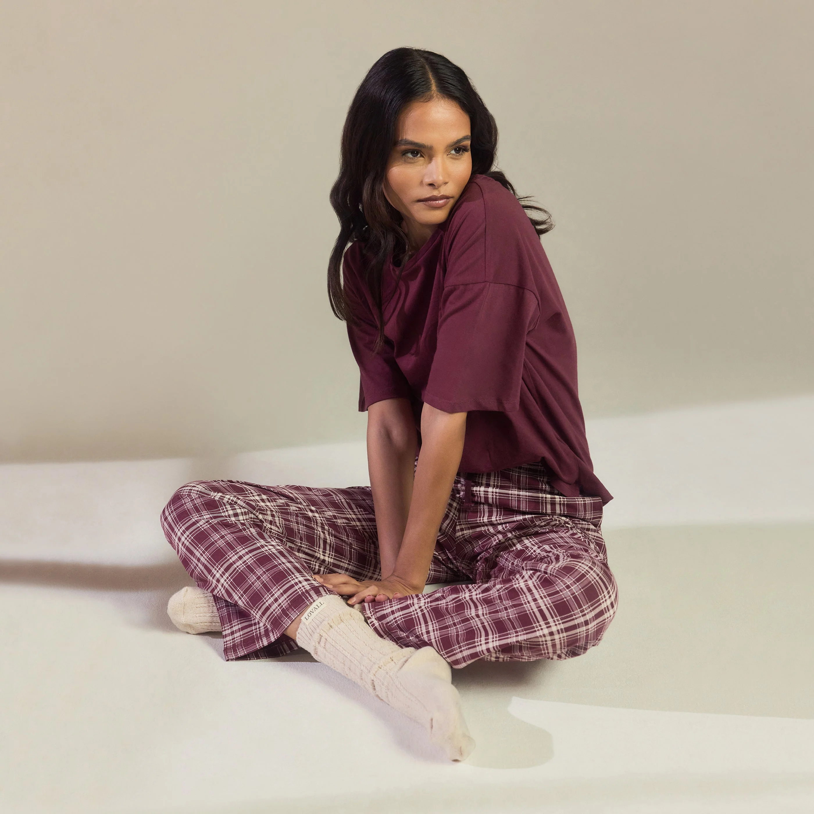 Pure Cotton Pyjama Set - Burgundy Check - Image 4