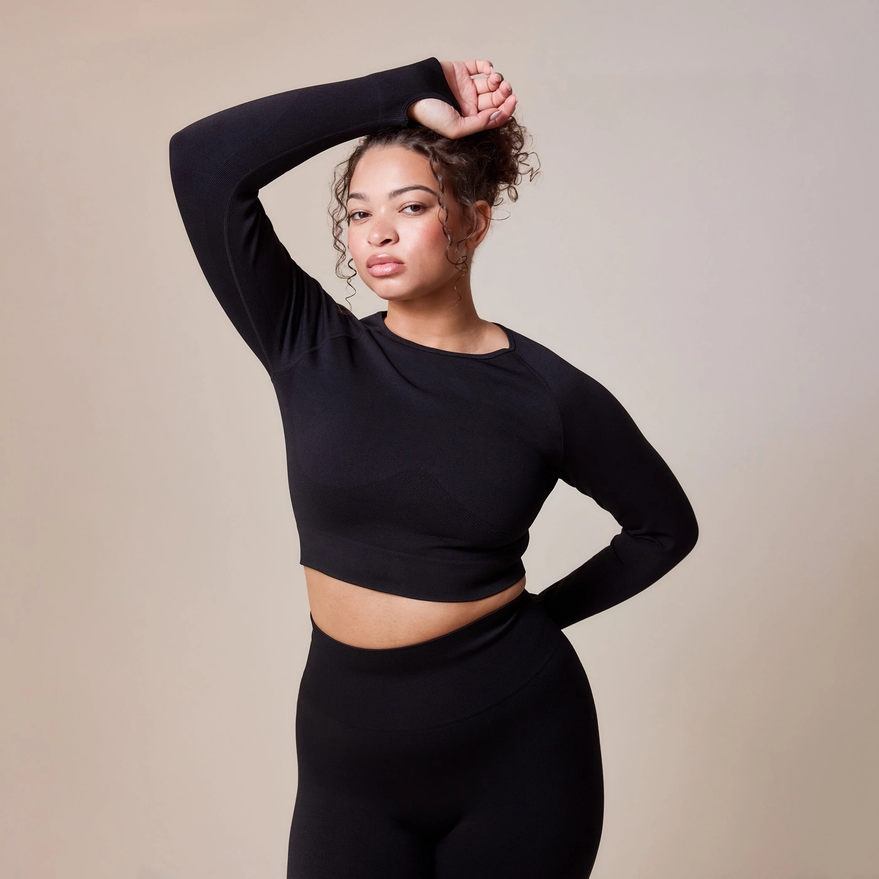Sculpt Seamless Long Sleeve Top - Black - Image 2