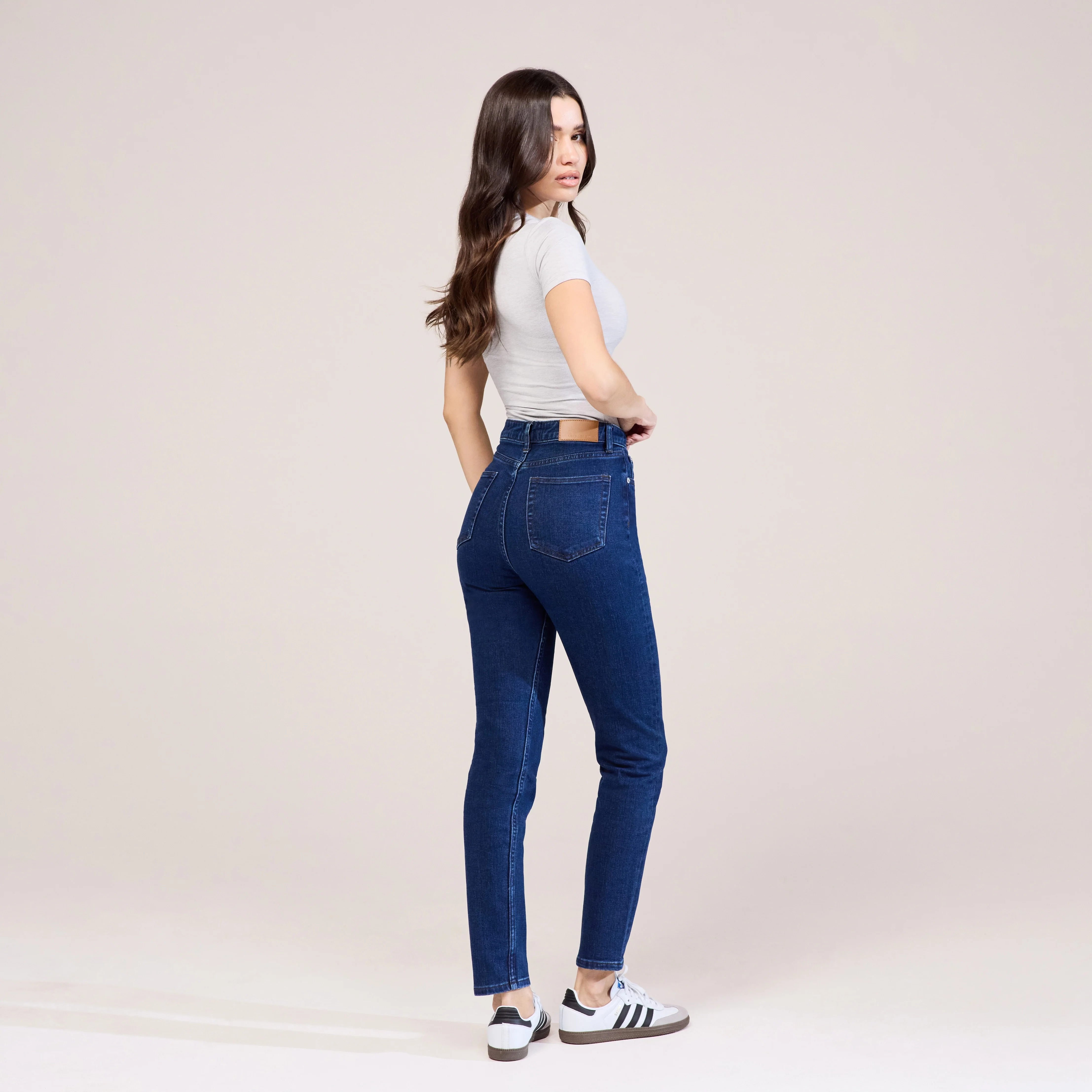 Slim Fit Mom Jeans - Dark Blue - Image 5