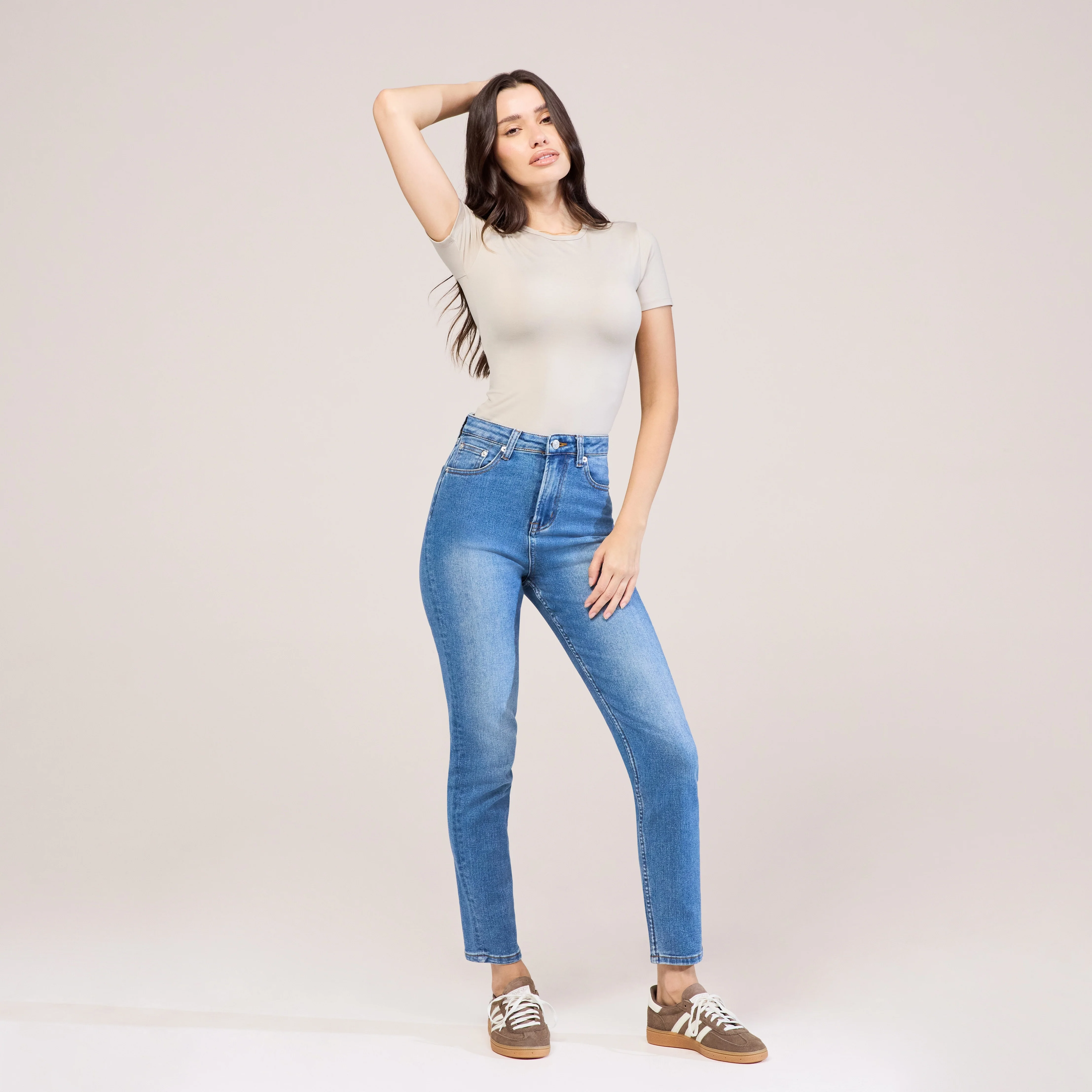 Slim Fit Mom Jeans - Mid Blue - Image 5