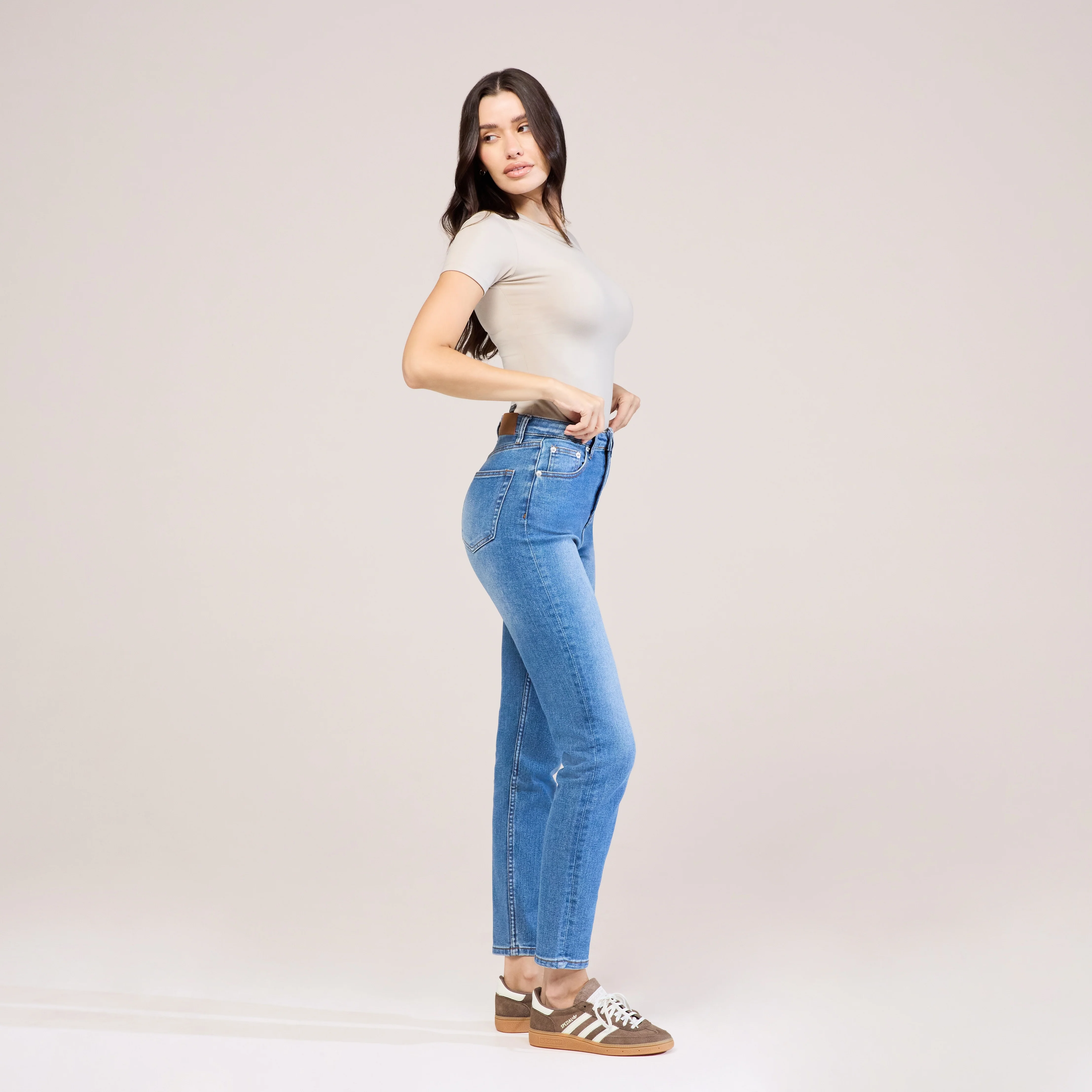 Slim Fit Mom Jeans - Mid Blue - Image 6