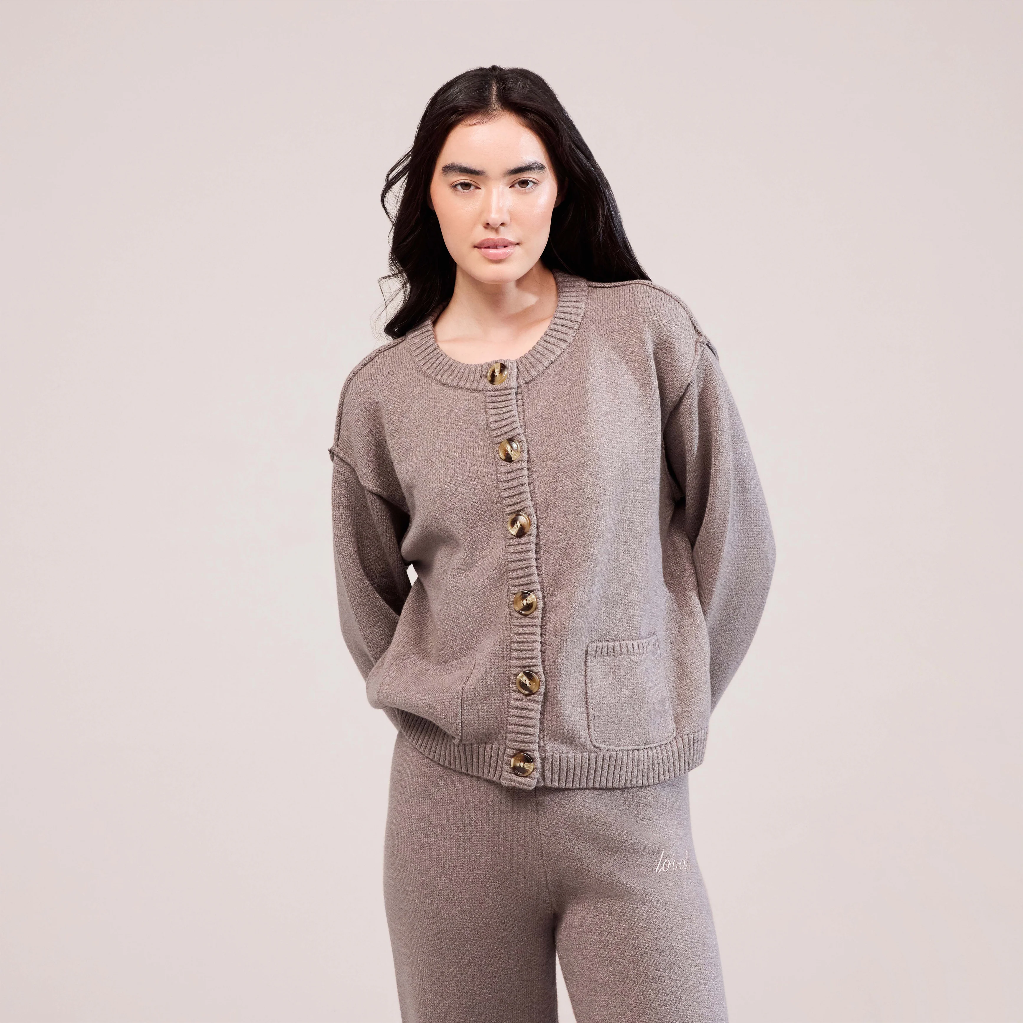 Soft Knit Cardigan - Mocha - Image 2