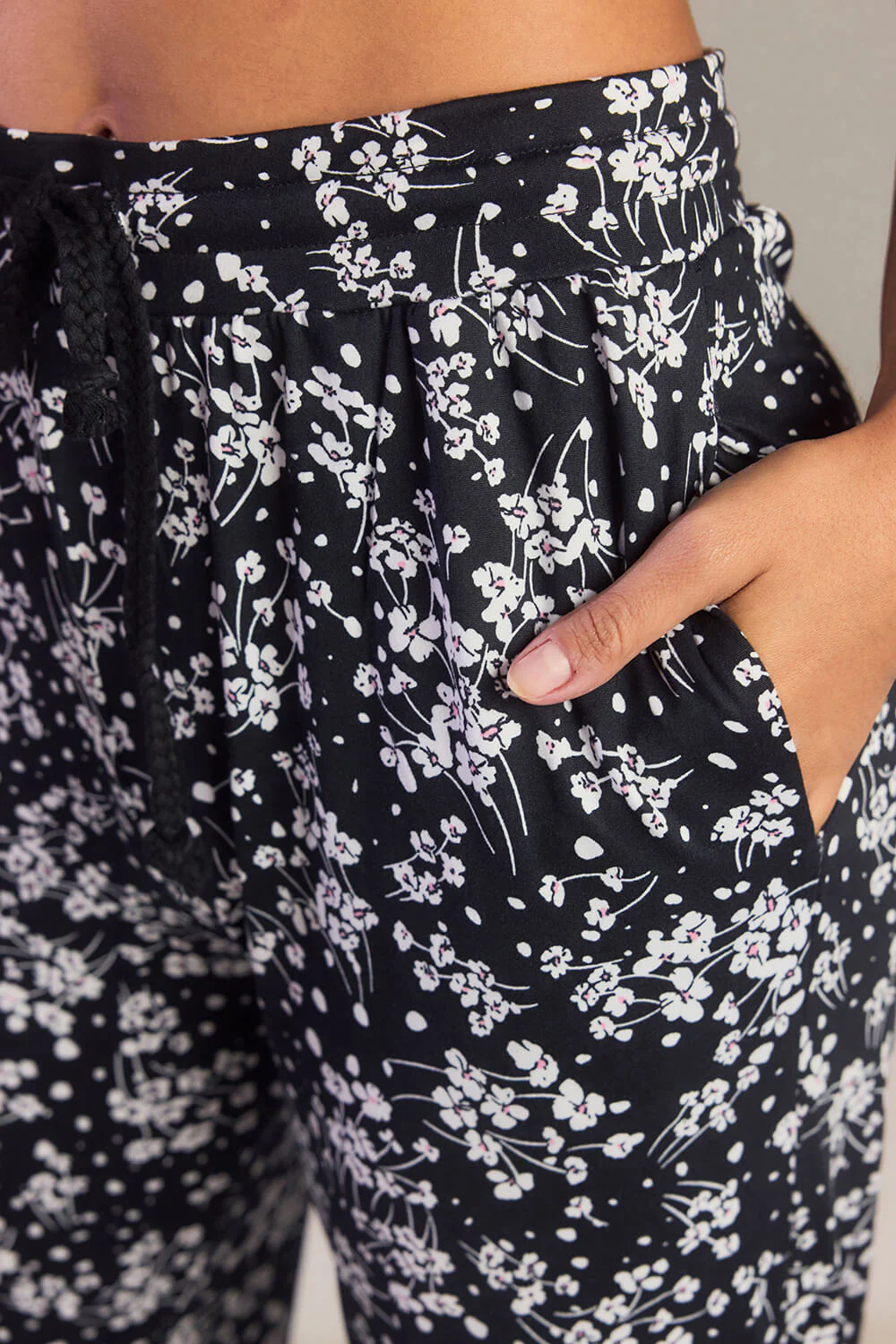 Soft Touch Pyjama Set - Black Floral - Image 4