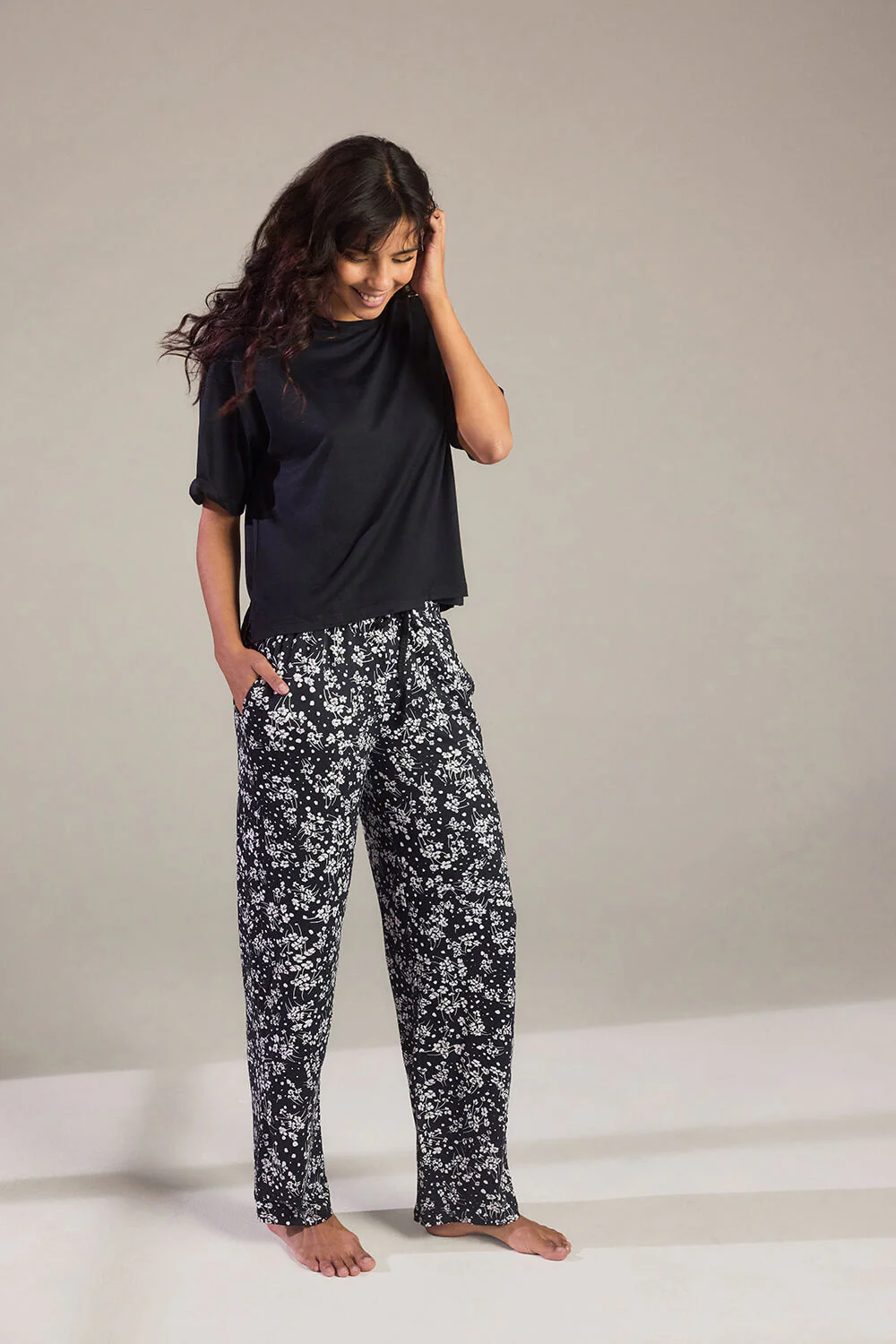 Soft Touch Pyjama Set - Black Floral - Image 6