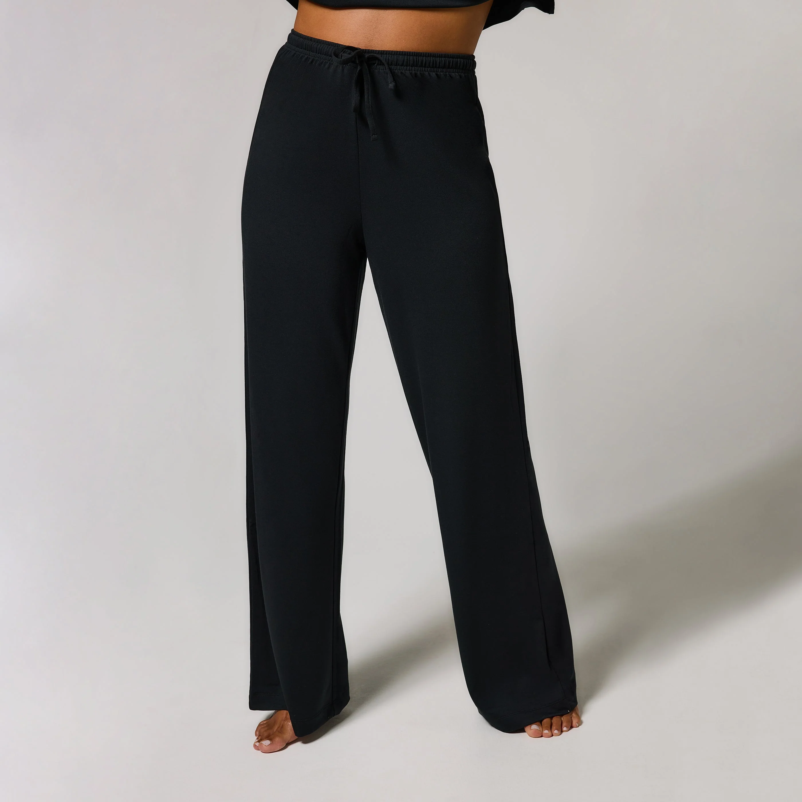 Soft Touch Wide Leg Lounge Set - Black - Image 5