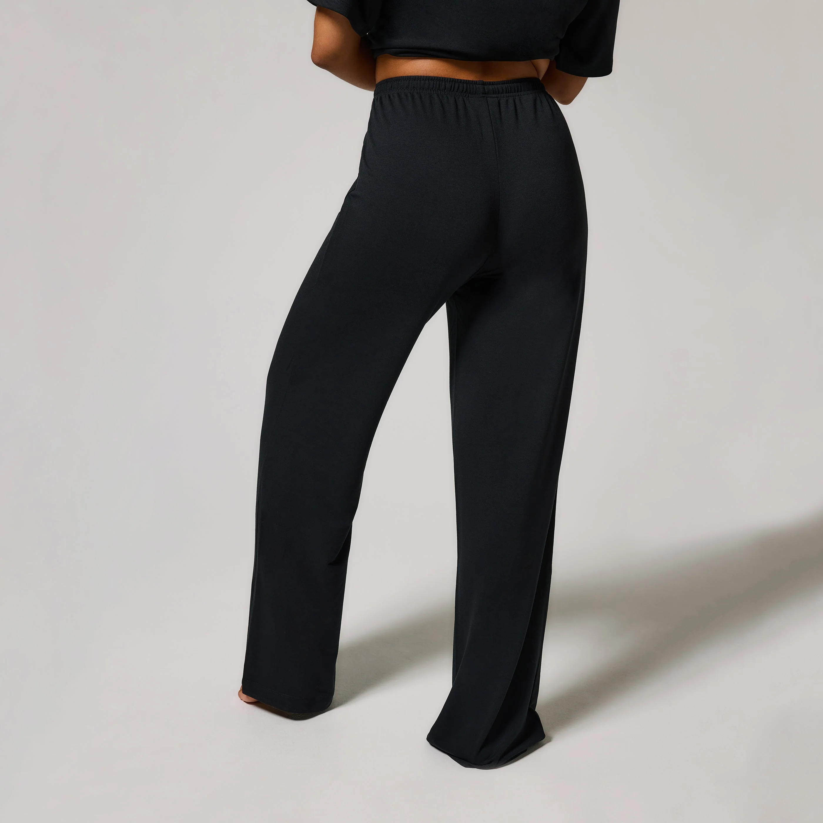 Soft Touch Wide Leg Lounge Set - Black - Image 6