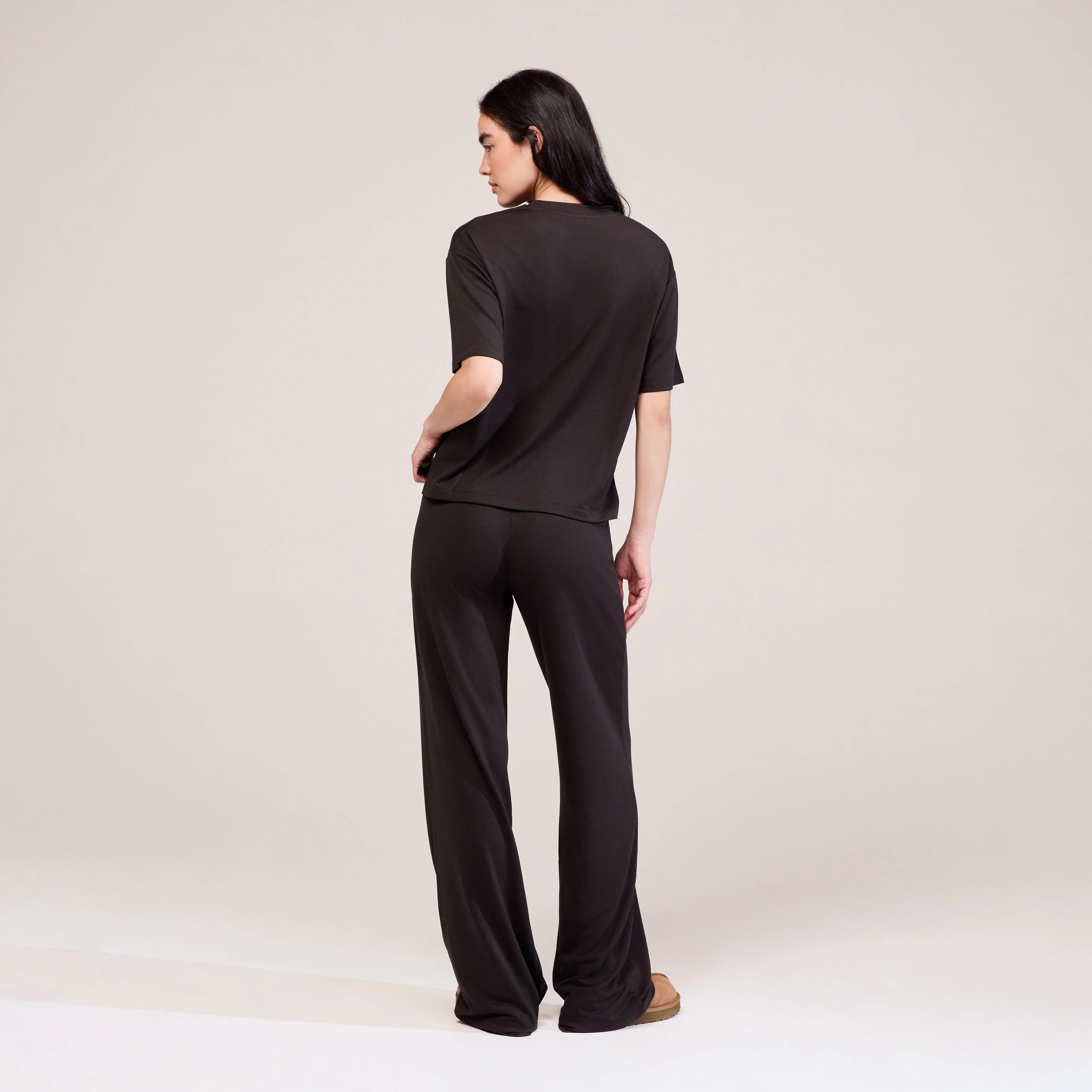Soft Touch Wide Leg Lounge Set - Black Coffee - Image 3
