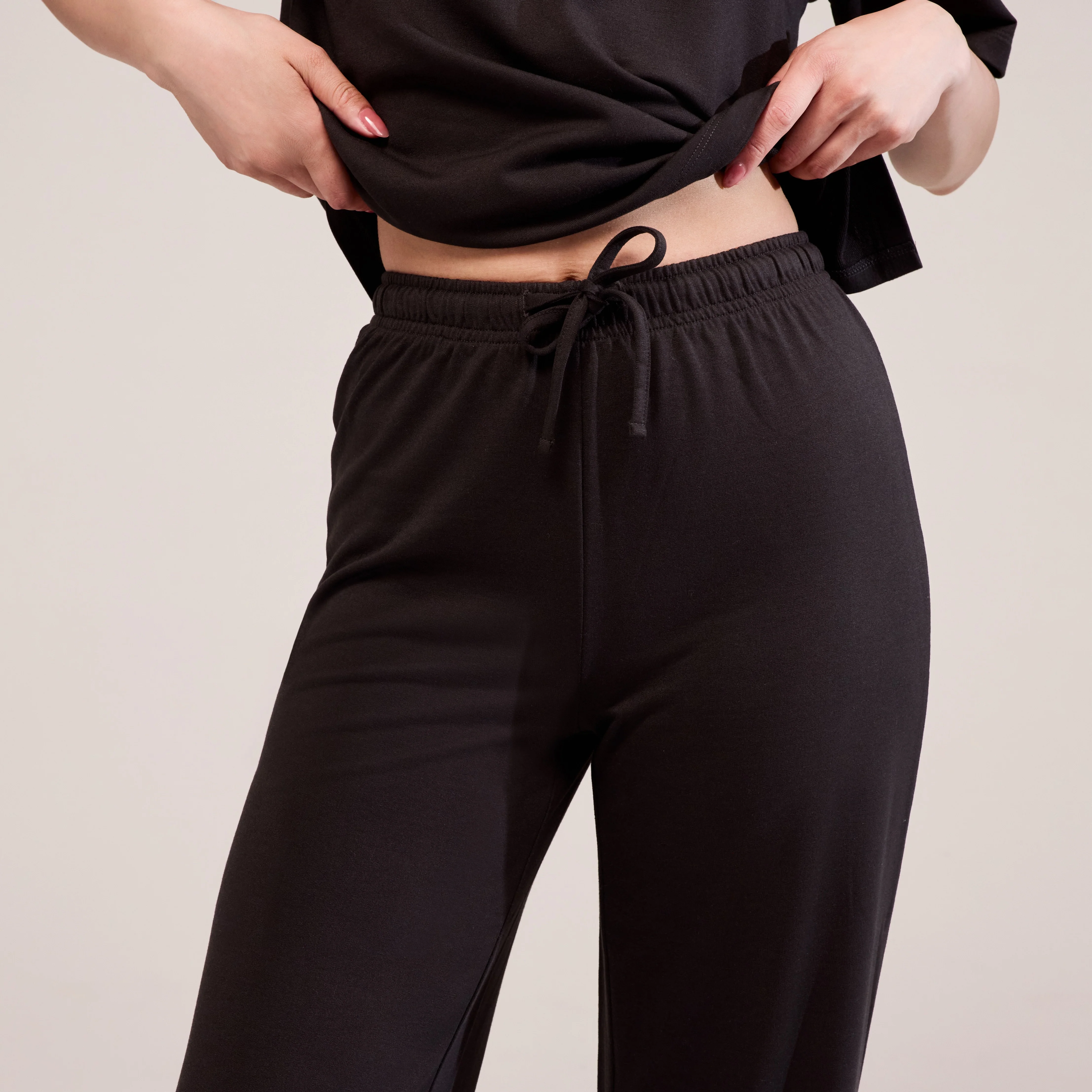 Soft Touch Wide Leg Lounge Set - Black Coffee - Image 4