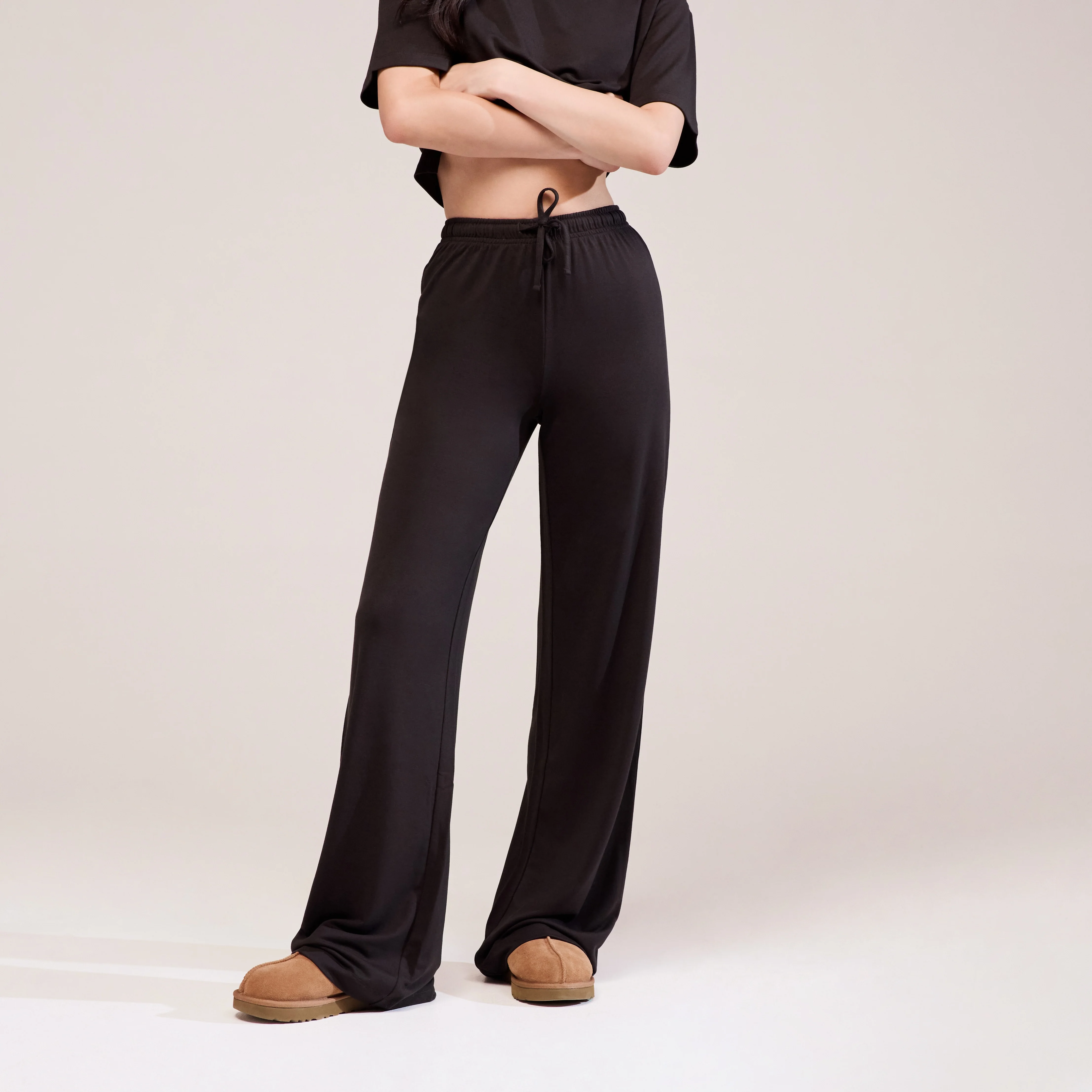 Soft Touch Wide Leg Lounge Set - Black Coffee - Image 5