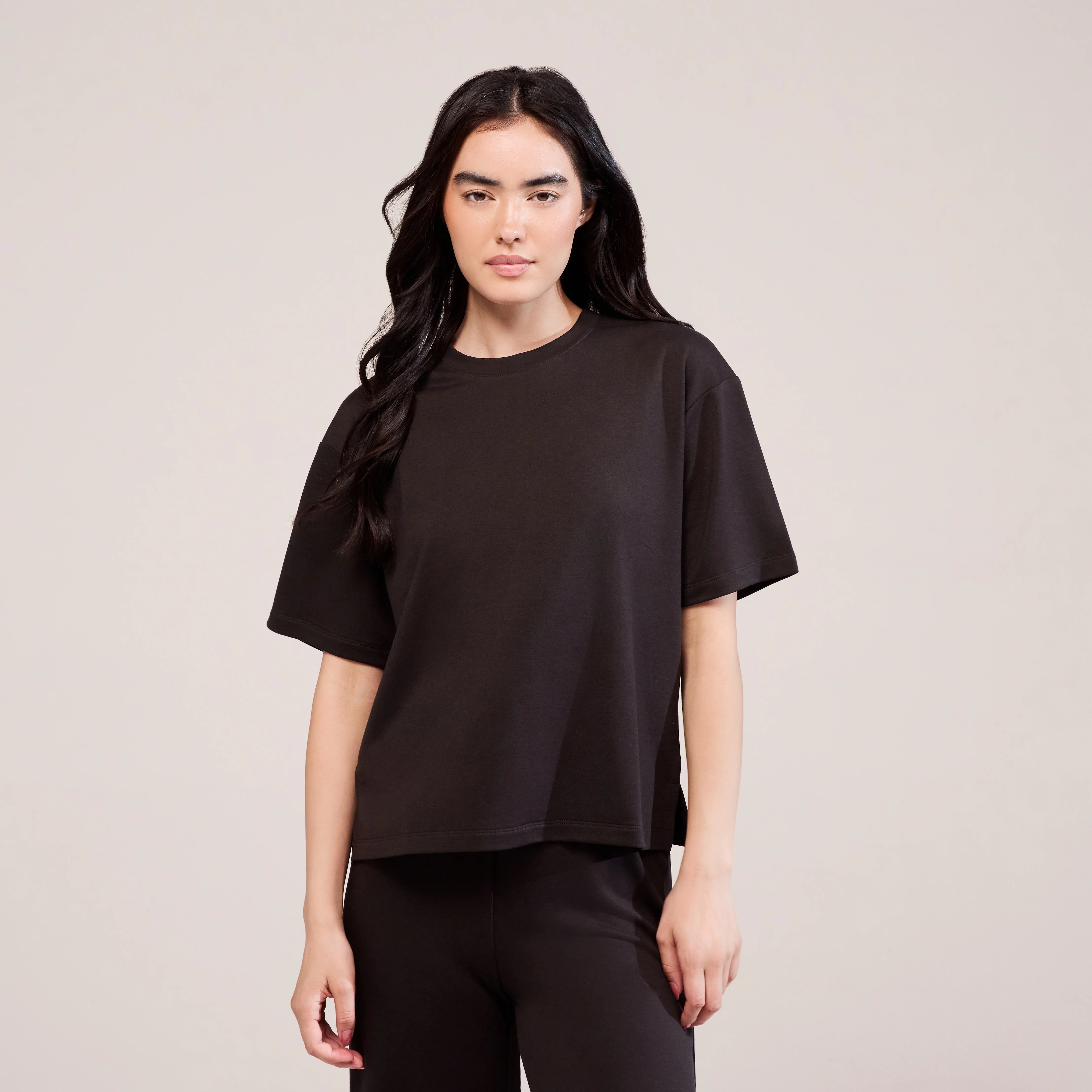 Soft Touch Wide Leg Lounge Set - Black Coffee - Image 6