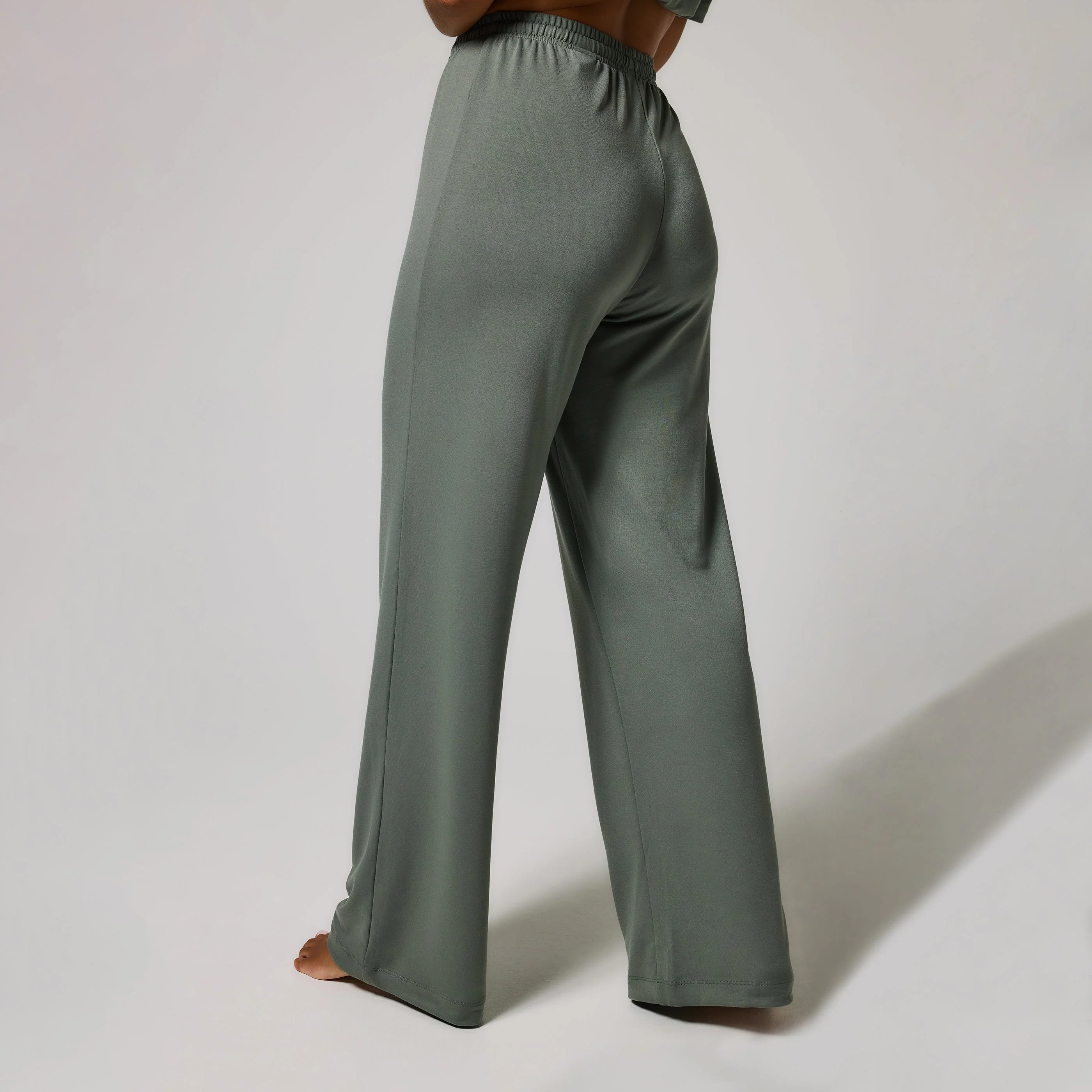 Soft Touch Wide Leg Lounge Set - Sage Green - Image 5