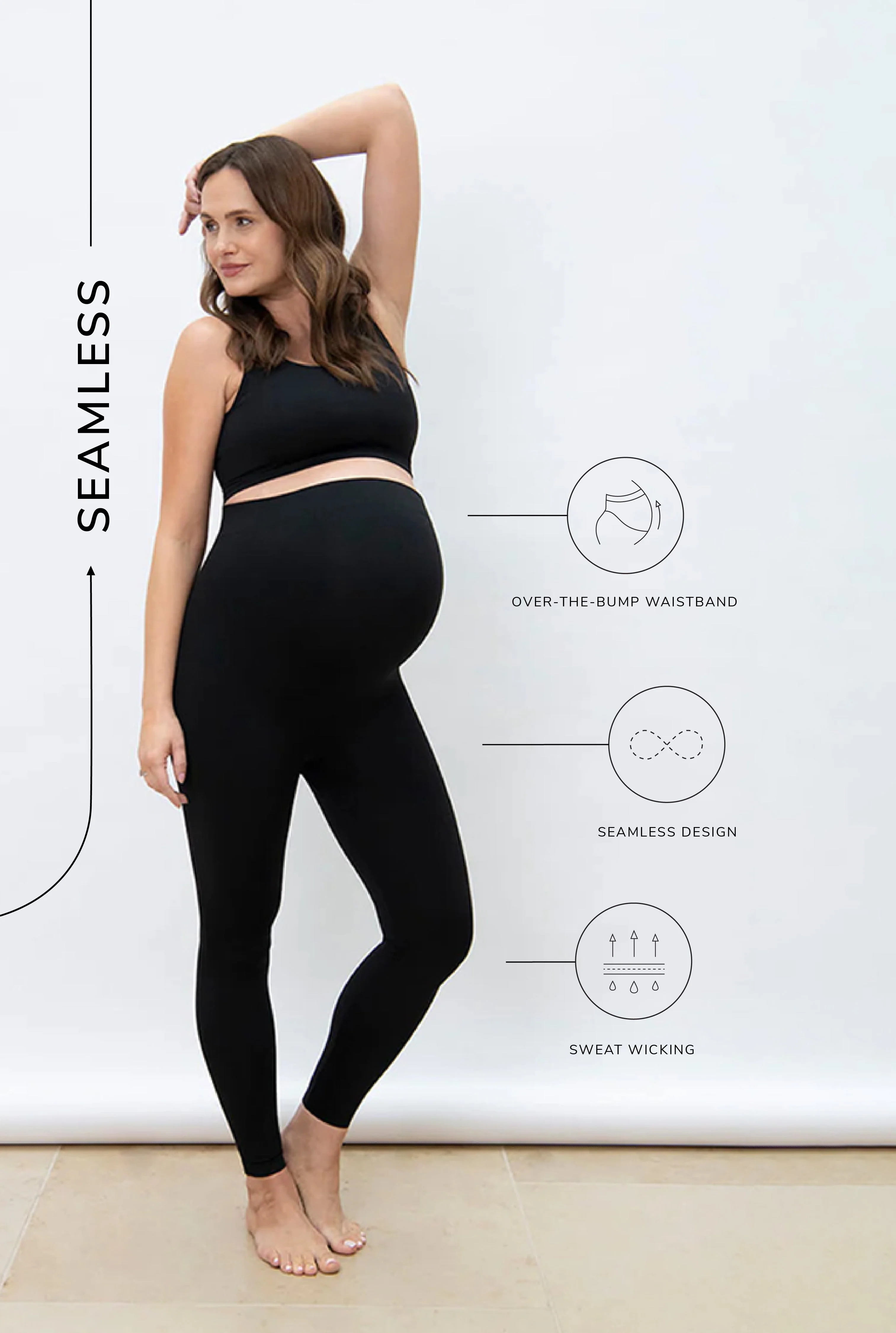 Ultimate Seamless Maternity Leggings - Black - Image 6