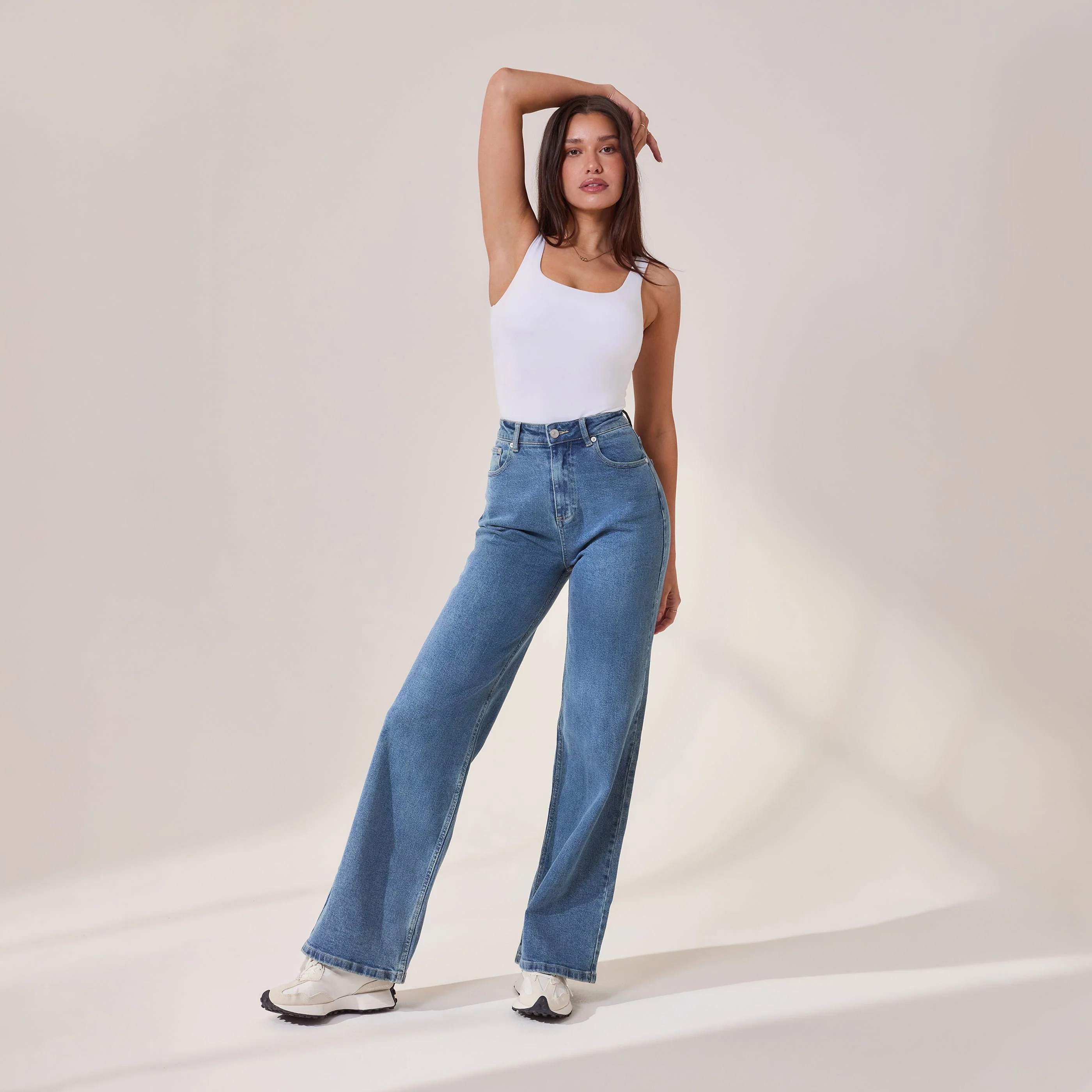 Wide Leg Jeans - Mid Blue - Image 2