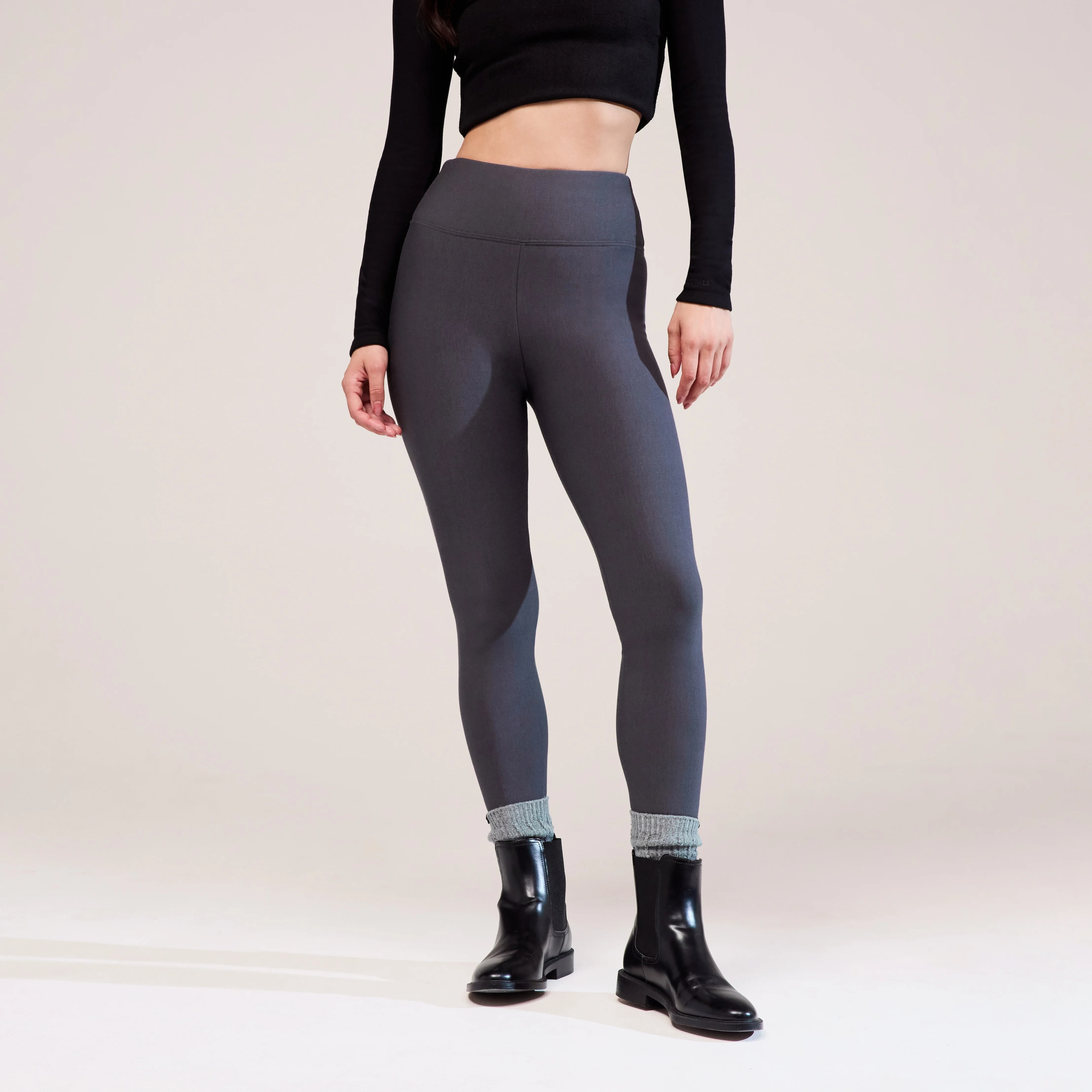 Winter Everyday High Waisted Leggings - Dark Grey - Image 5