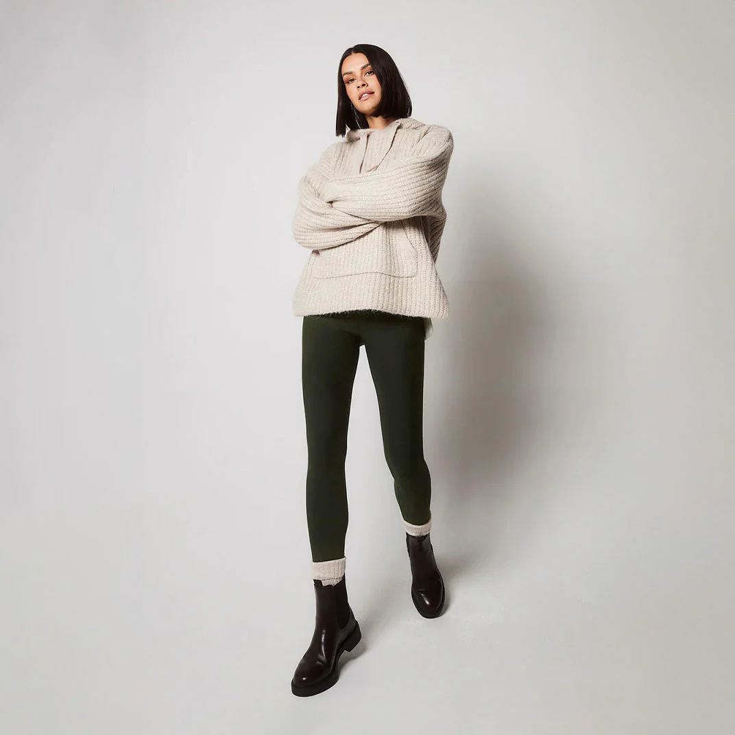 Winter Everyday High Waisted Leggings - Deep Olive - Image 6