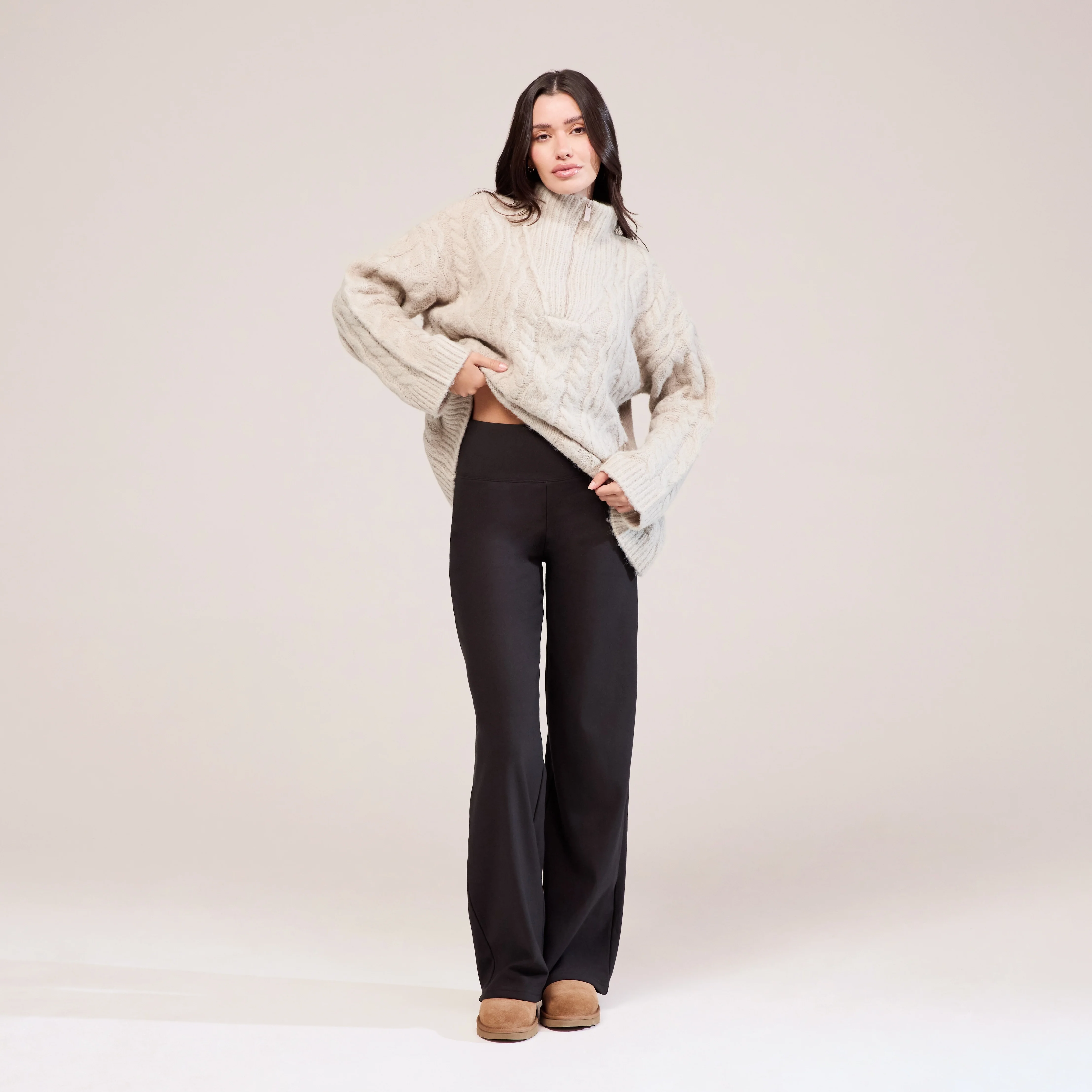 Winter Wide Leg Trousers - Black Coffee